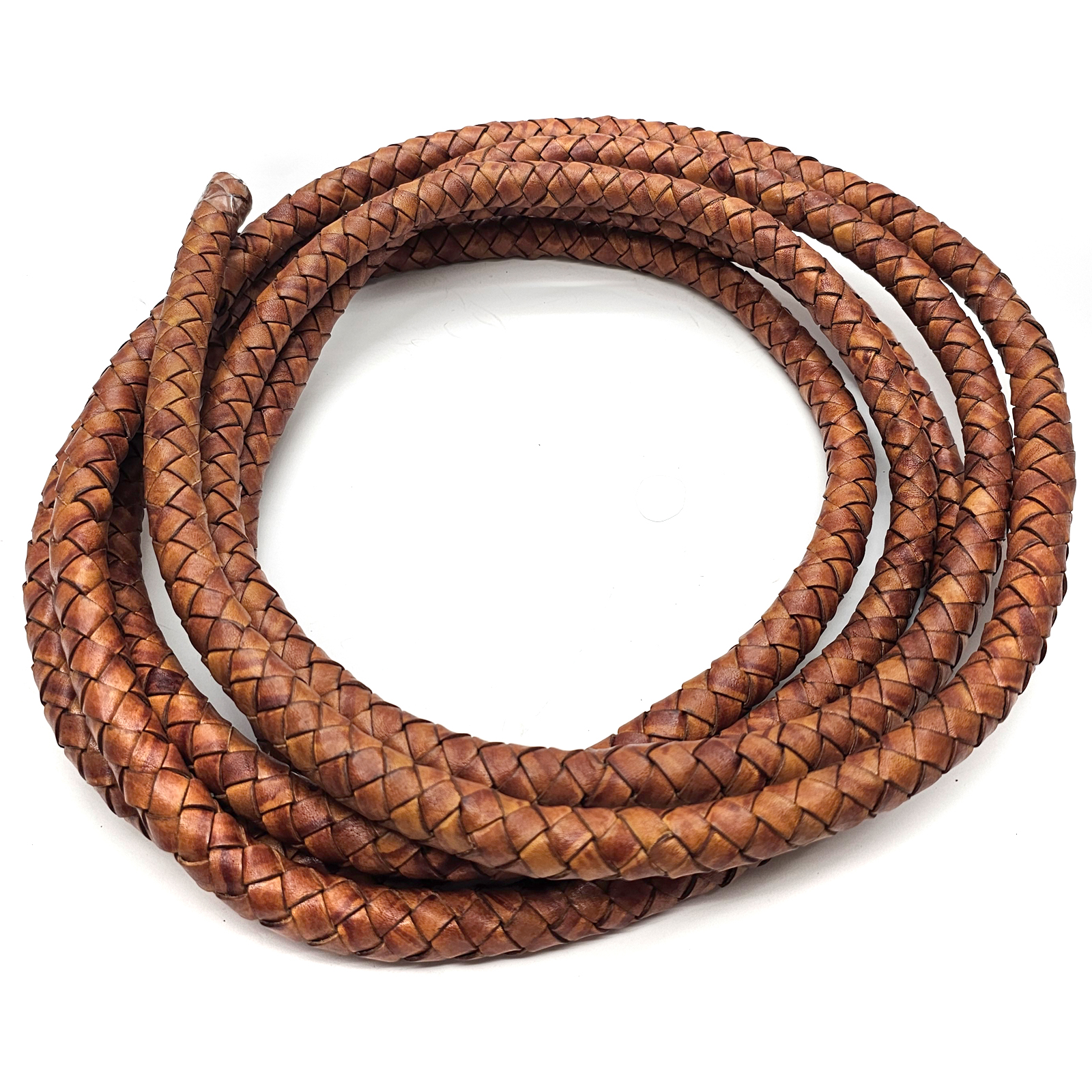 Lederschnur geflochten 20 mm - Antik Hellbraun. Länge: 5 Meter