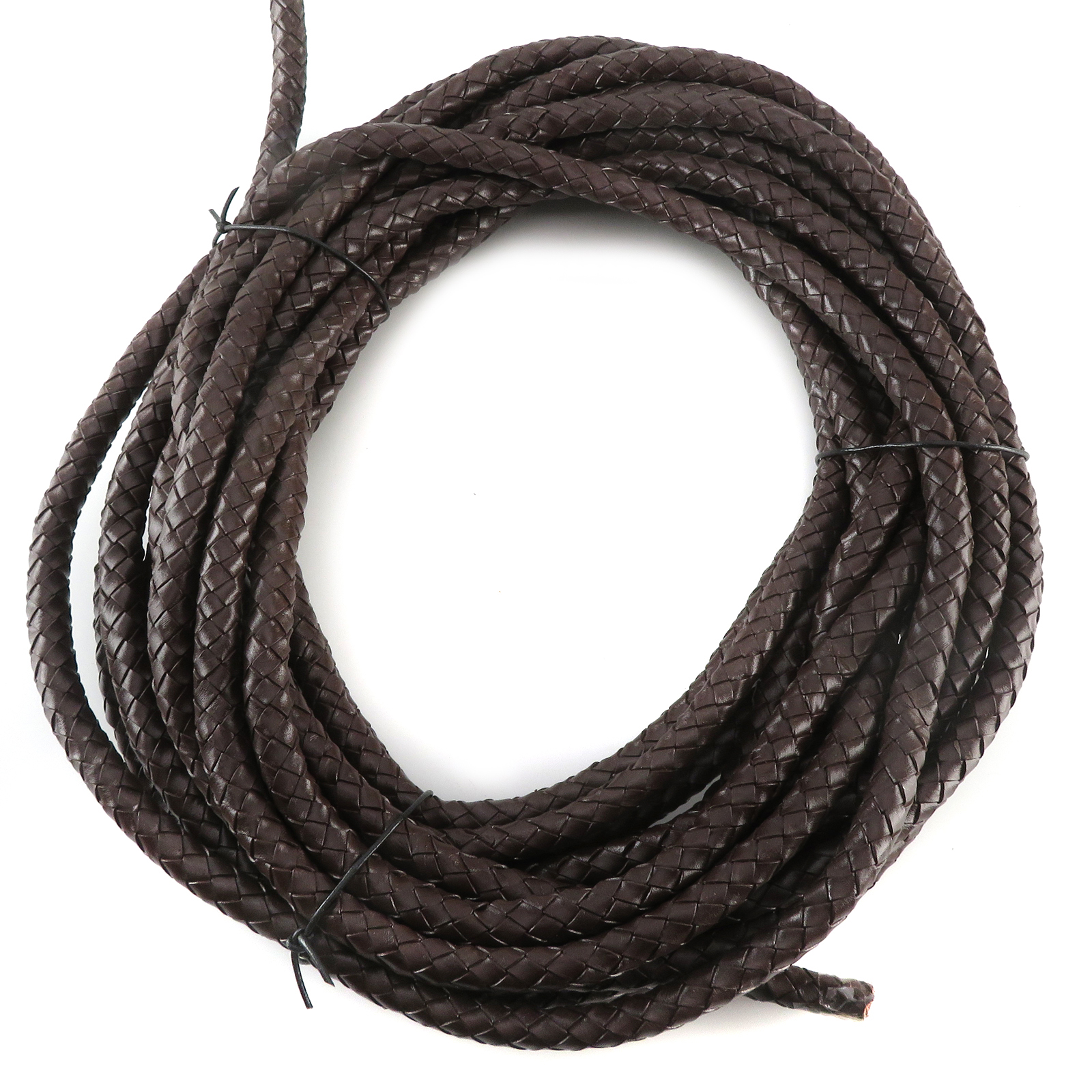 Lederschnur geflochten 10 mm - Braun. Länge: 5 m