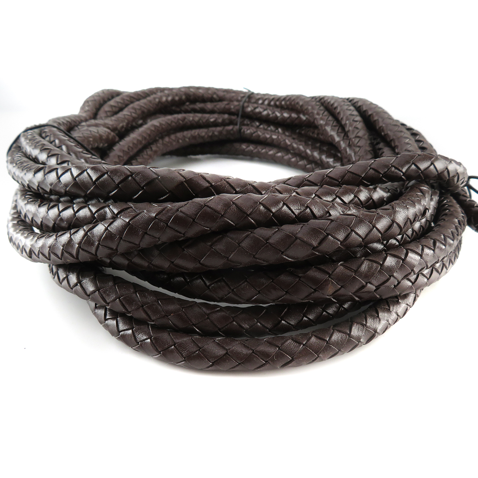 Lederschnur geflochten 10 mm - Braun. Länge: 5 m
