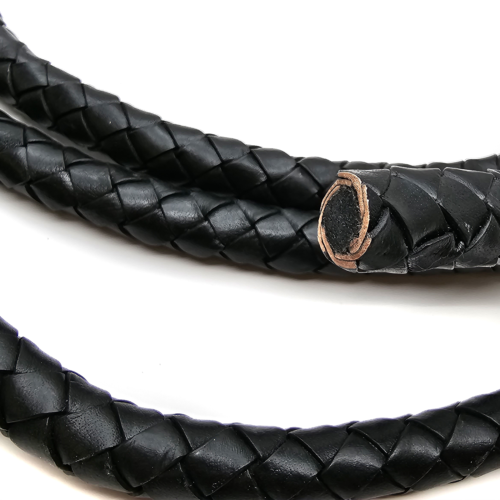 Lederschnur geflochten 20 mm - Schwarz. Länge: 3 Meter