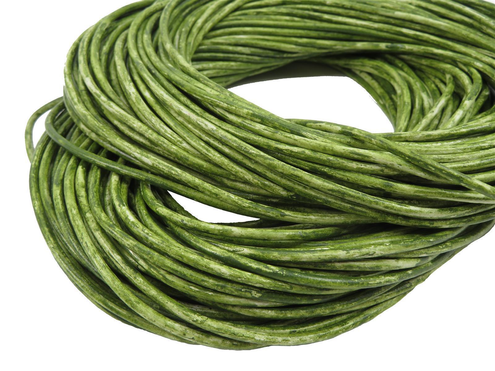 Lederschnur Rund 3 mm - Mesh Grün. Länge: 100 m