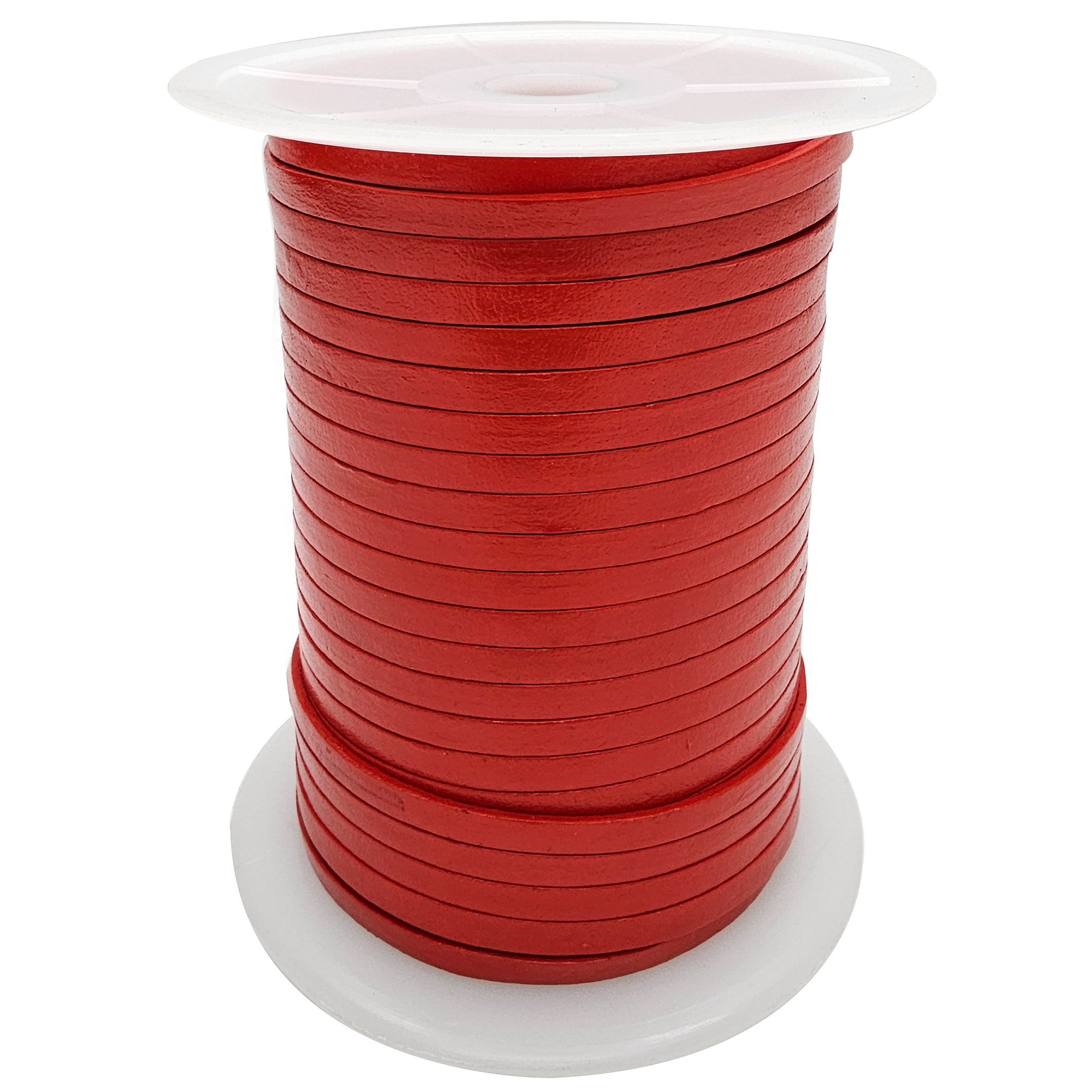 Lederband Flach 5 mm x 1,5 mm - Orange. Länge: 50 m auf Rolle