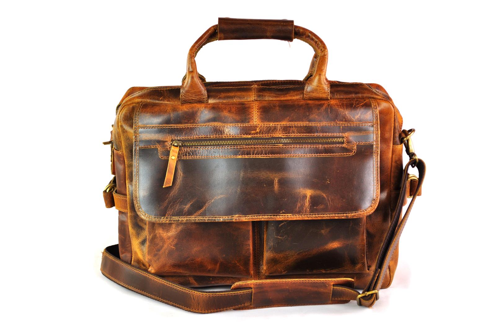 Ledertasche – Shabby Antik Braun 40cm x 30cm x 13cm