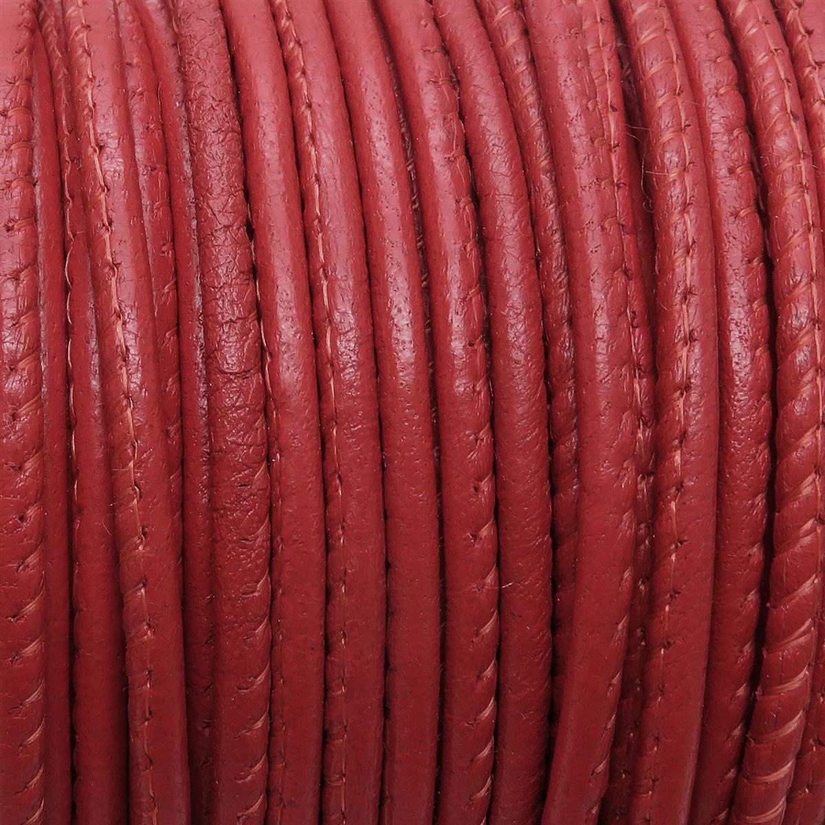 Lederschnur Rund gesäumt 2,5 mm - Rot