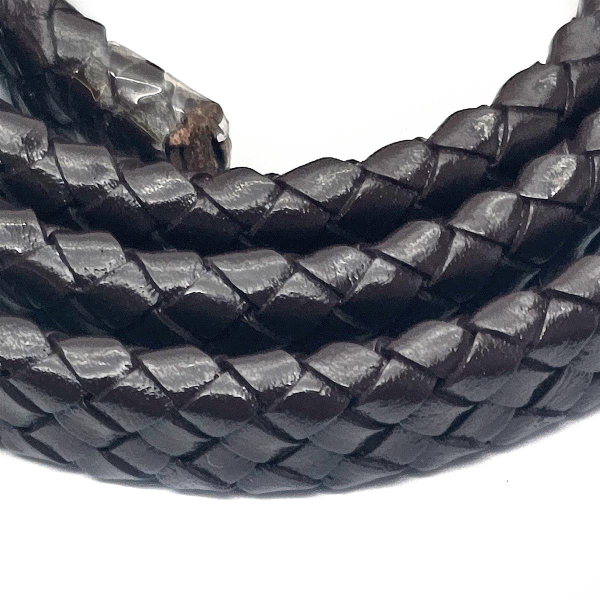 Lederband Geflochten oval | 1 Meter | 12 mm x 6 mm | Braun
