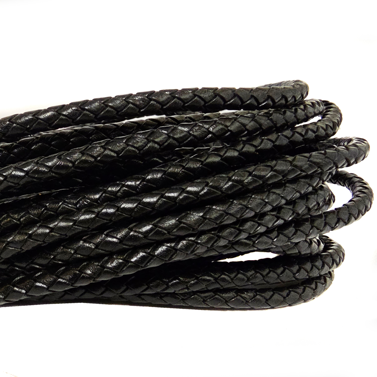 Lederschnur geflochten 5 mm - Schwarz