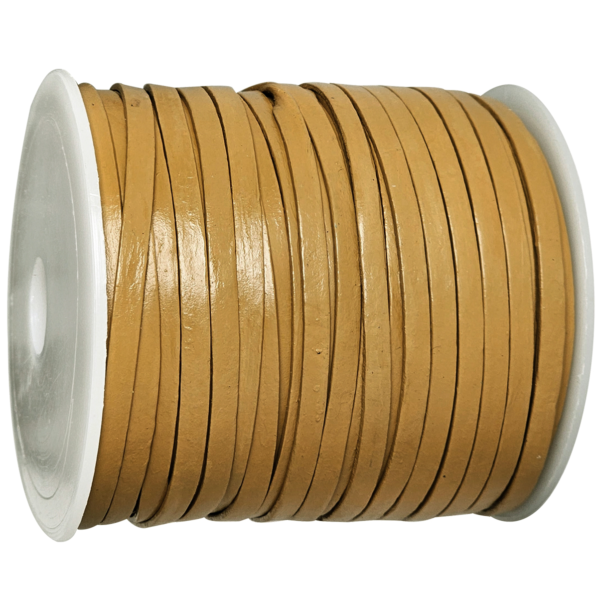 Lederband Flach 4 x 1 mm - Curry. Länge: 25 m auf Rolle