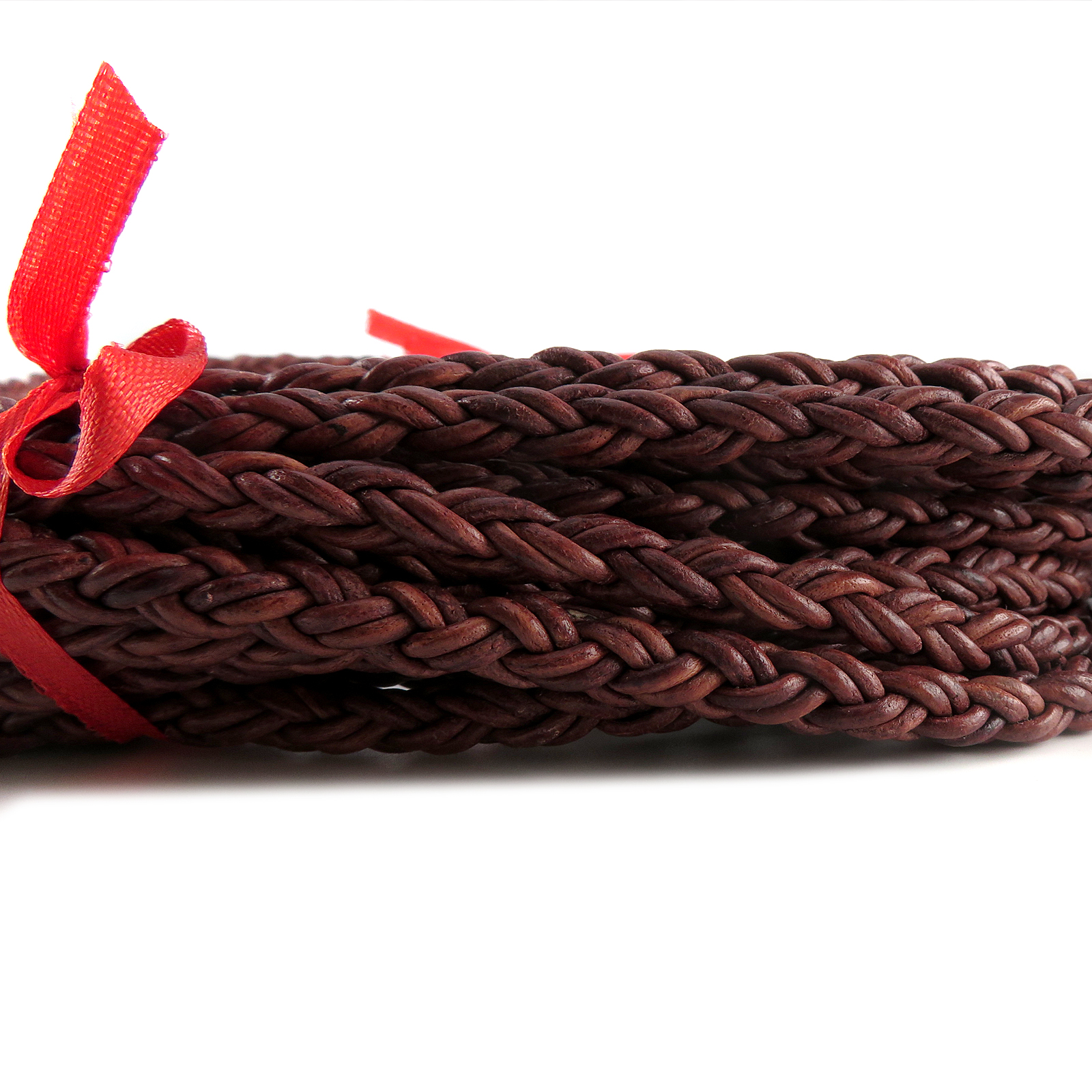 Lederschnur geflochten 7 mm - Antik Dunkelbraun. Länge: 10 m