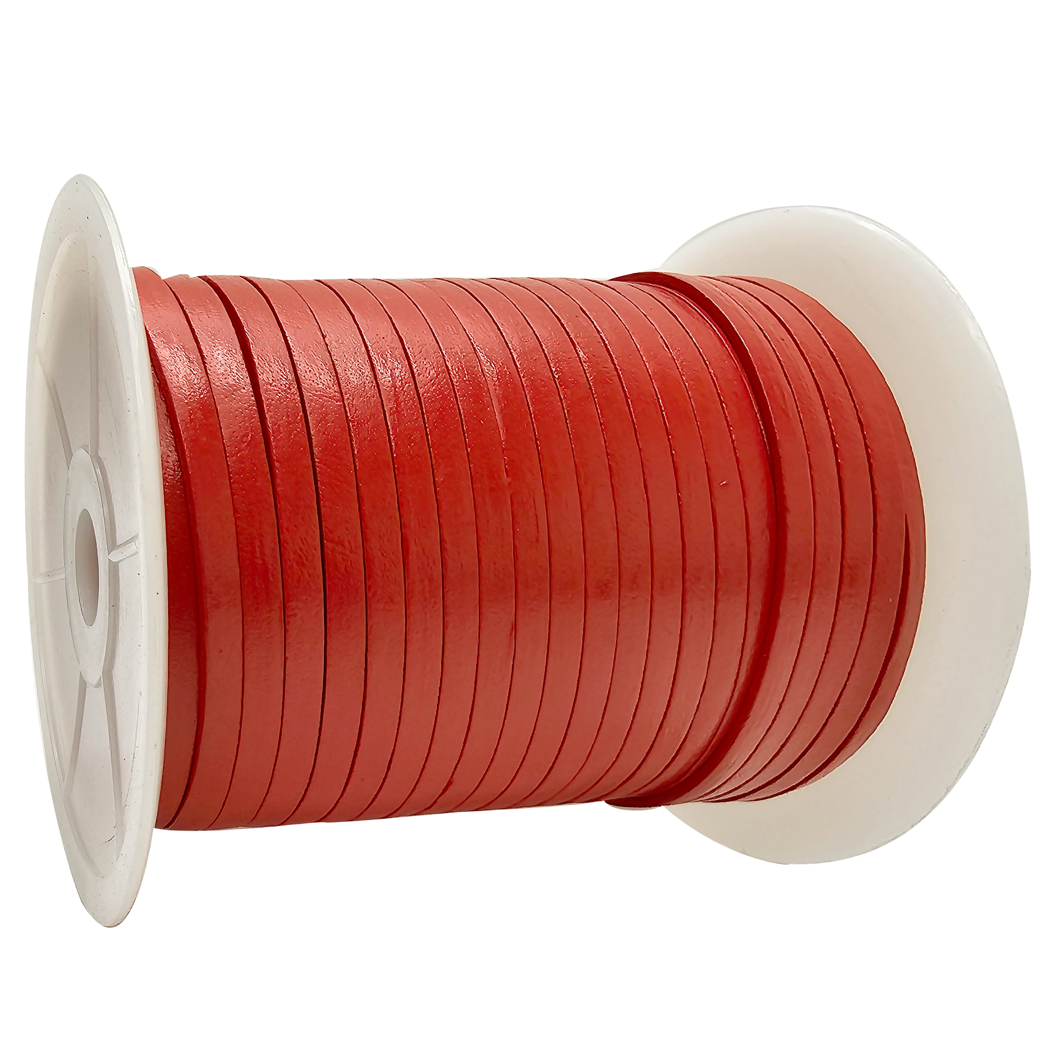 Lederband Flach 5 mm x 1,5 mm - Orange. Länge: 50 m auf Rolle