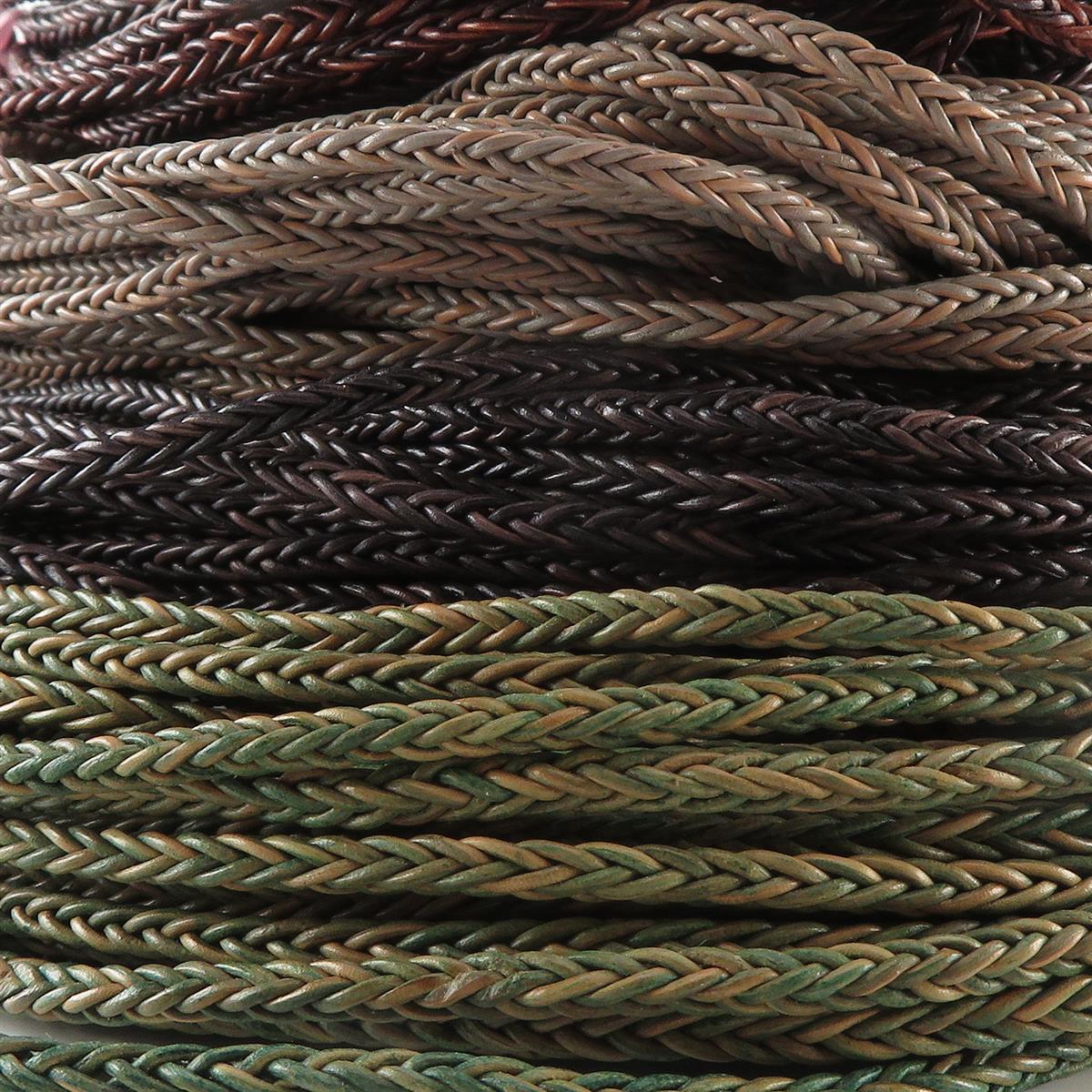 Lederschnur geflochten quadratisch 3 mm - Mesh Braun. Länge: 2 m