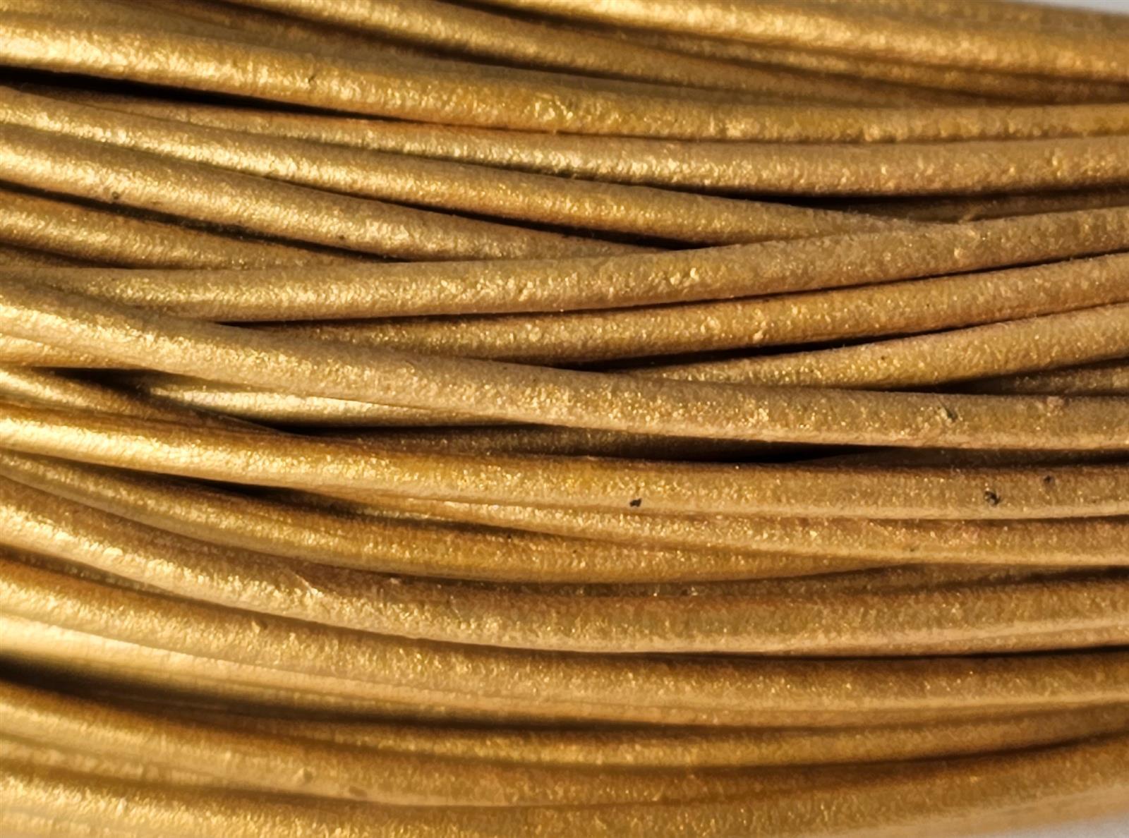 Lederschnur Rund 1,5 mm - Gold. Länge: 100 m auf Rolle
