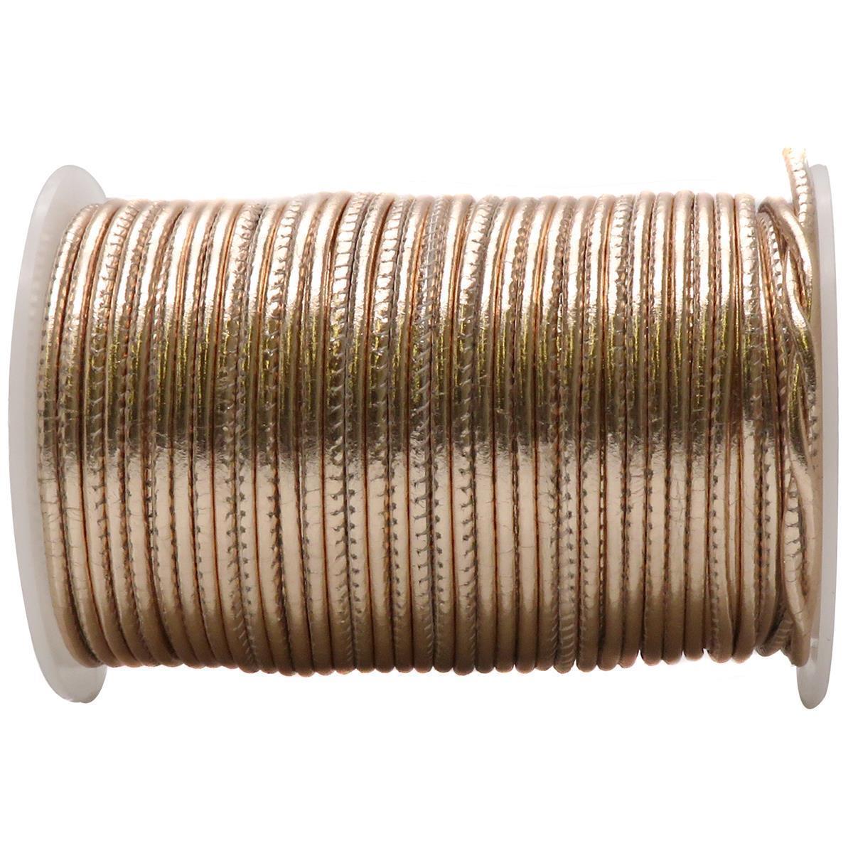 Lederschnur Rund gesäumt 2,5 mm - Rosegold. Länge: 3 m