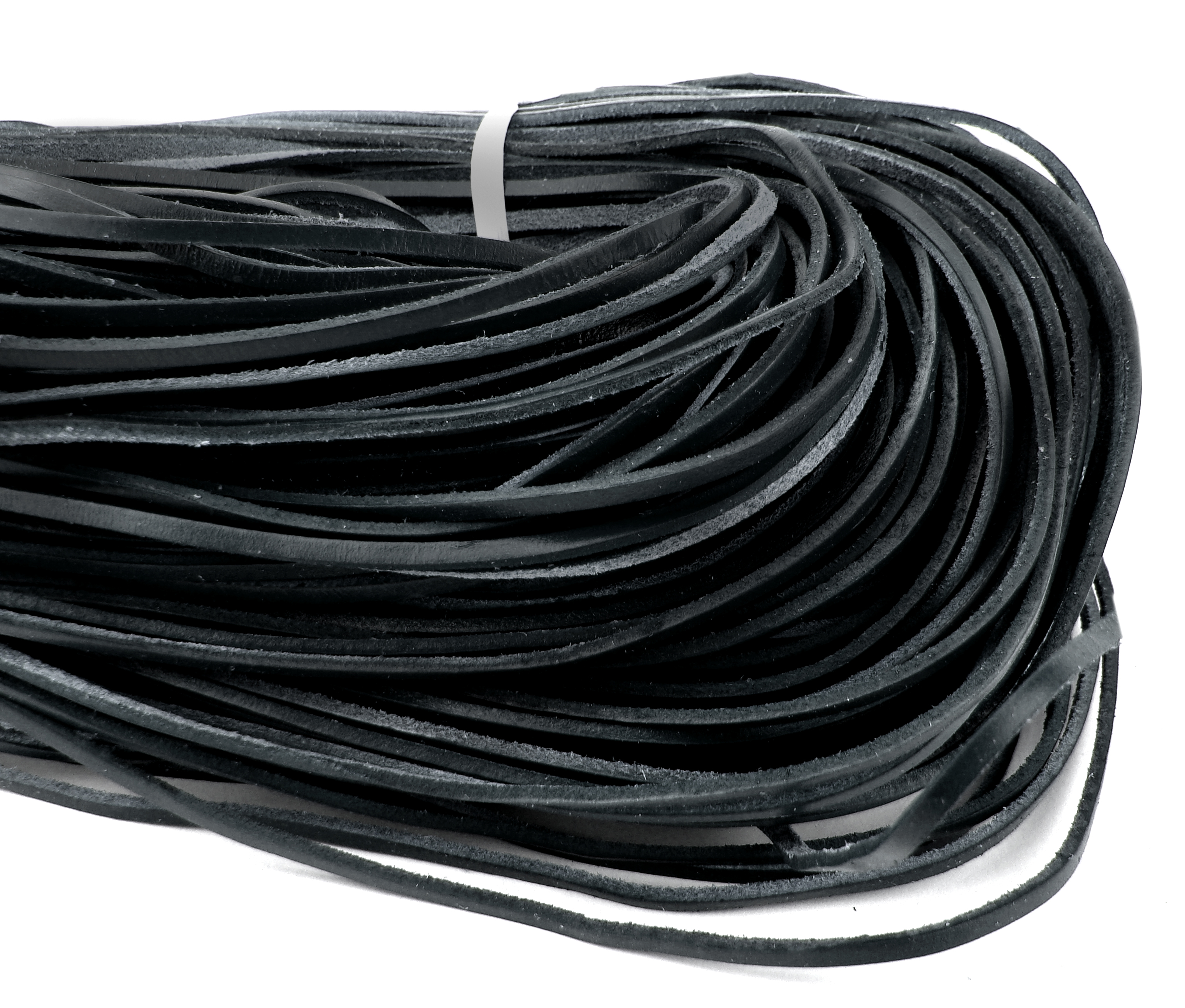 Lederband Flach Eckig 3 mm x 2 mm - Schwarz