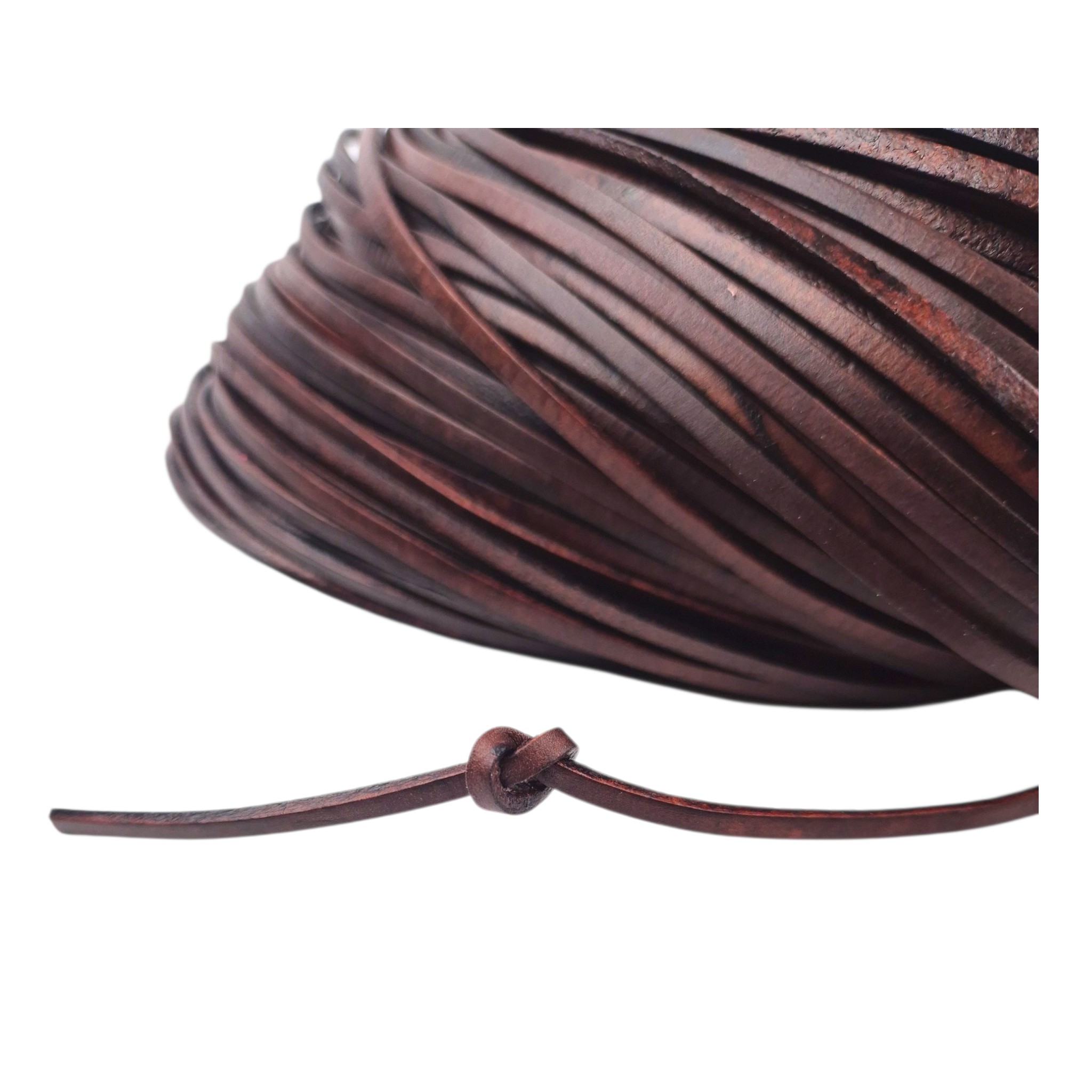 Lederband Flach Eckig 3 mm x 2 mm - Antik Braun