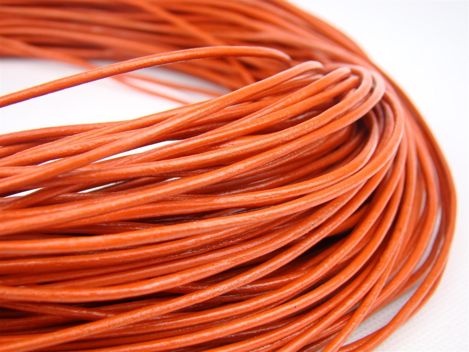 Lederschnur Rund 2 mm - Orange. Länge: 15 m