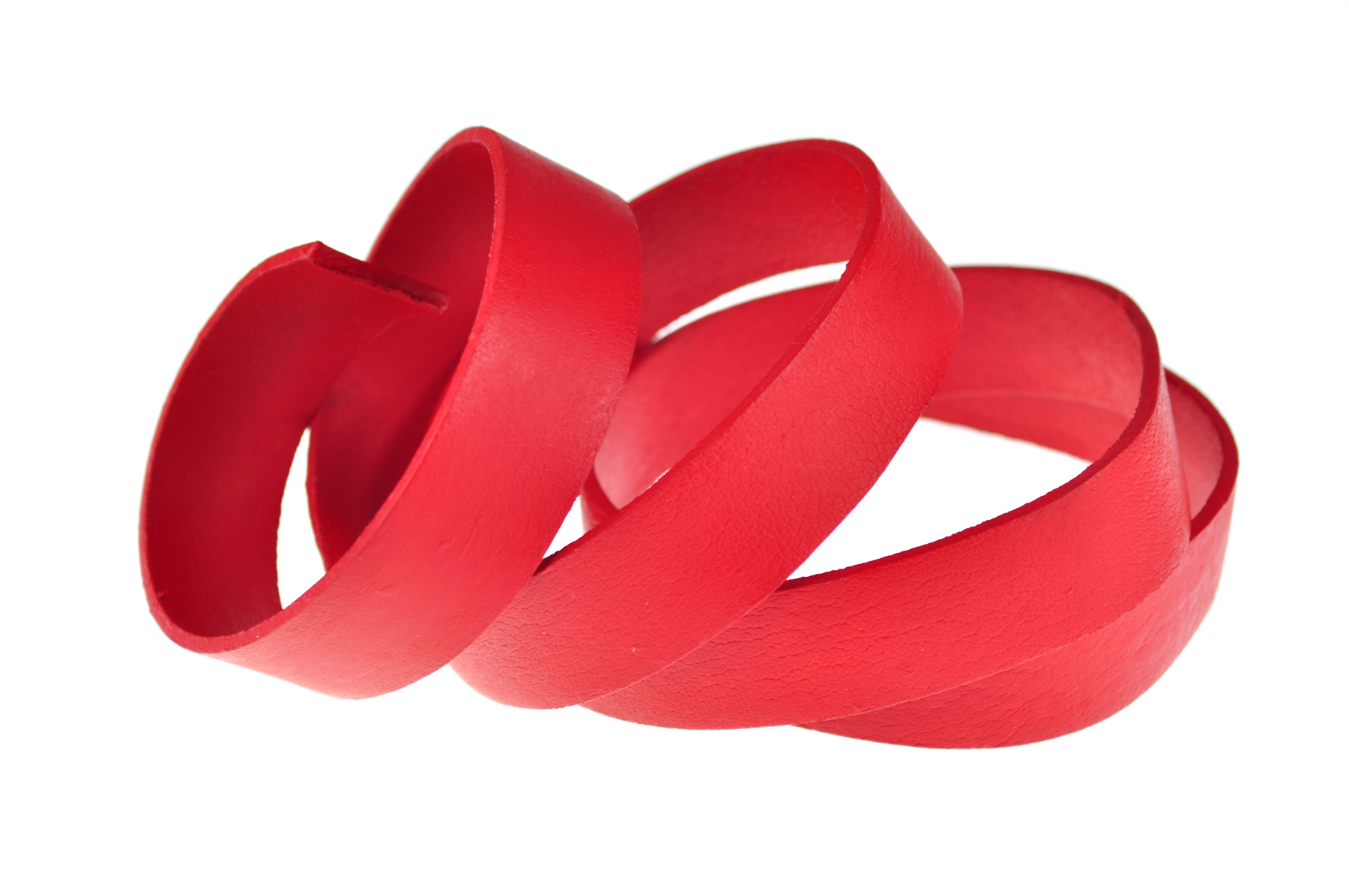 Lederband Flach. Länge: 1 m; Dicke: 2 mm - Rot. Breite: 10 mm