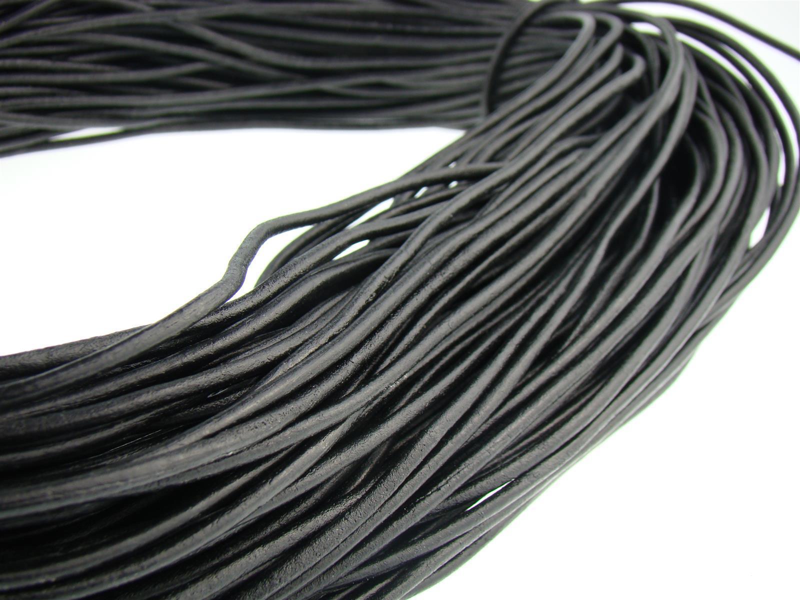 Lederschnur Rund 3 mm - Schwarz. Länge: 15 m