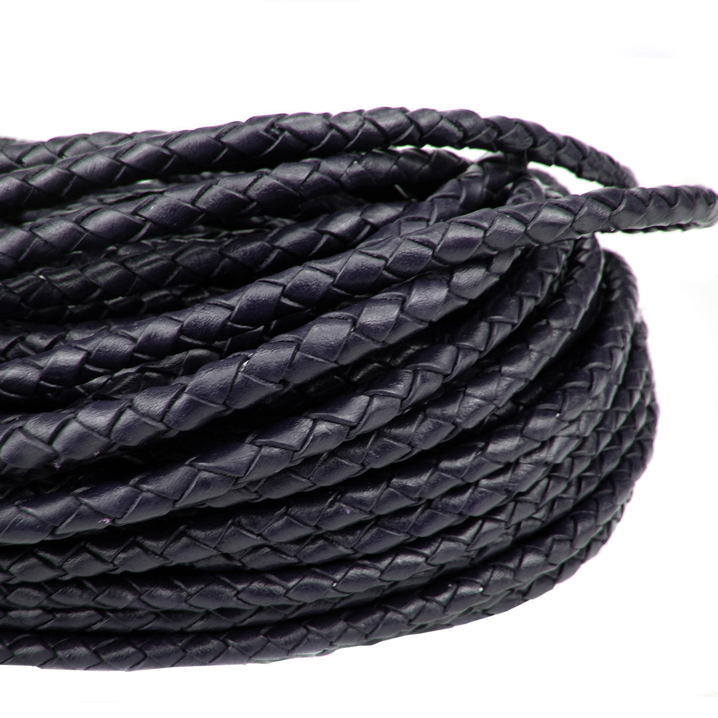 Lederschnur geflochten 5 mm - Blau - Länge: 3 Meter