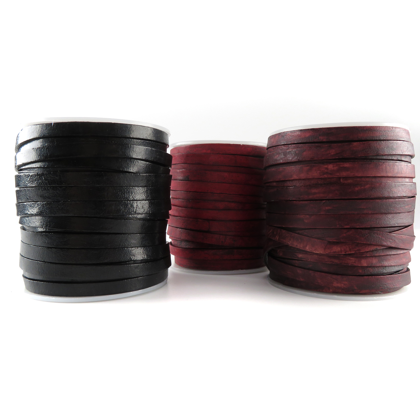 Lederband Flach 6 mm x 1,5 mm - Antik Rot