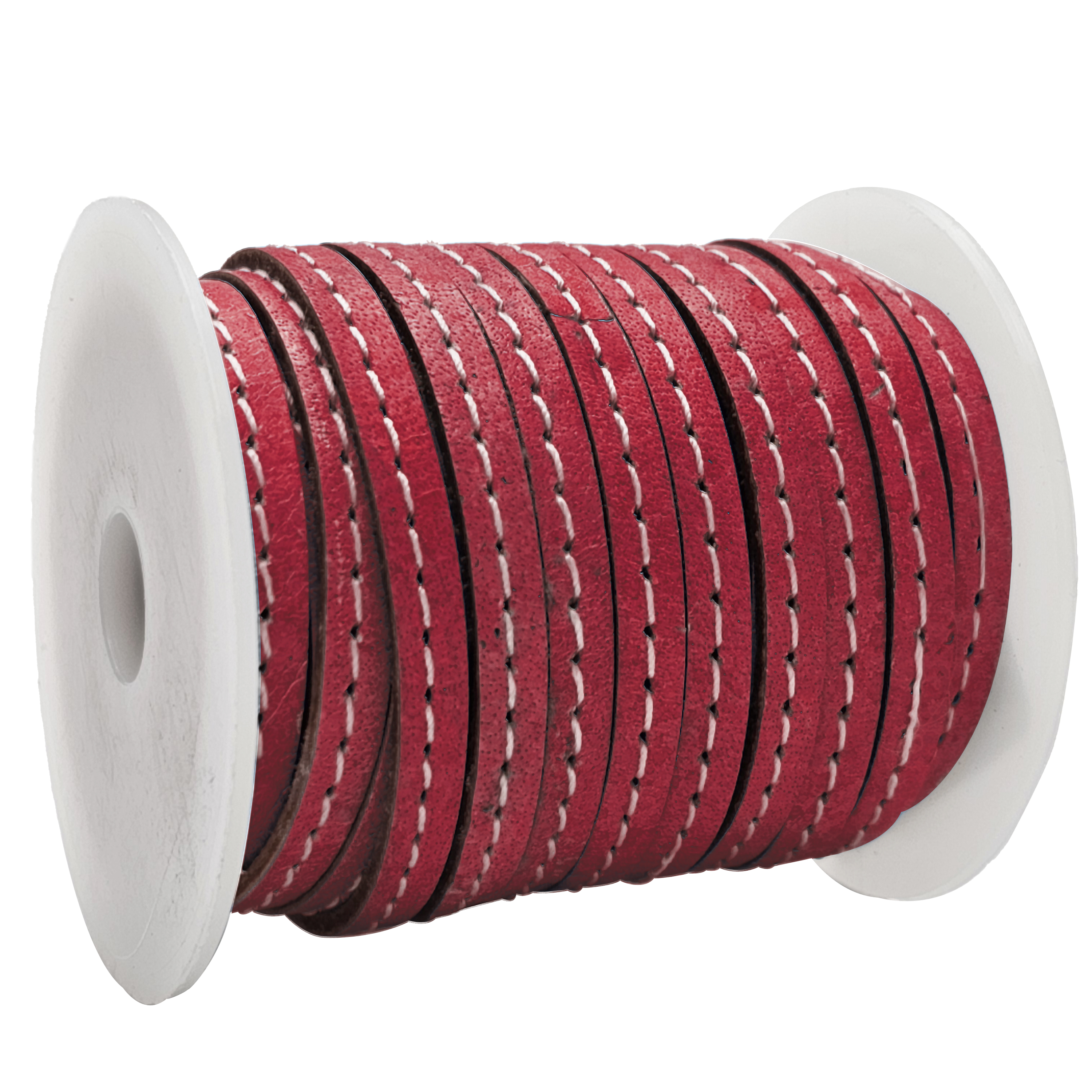 Lederband flach mit Ziernaht  5 x 1,5  mm - KO/08 Pink 10 m