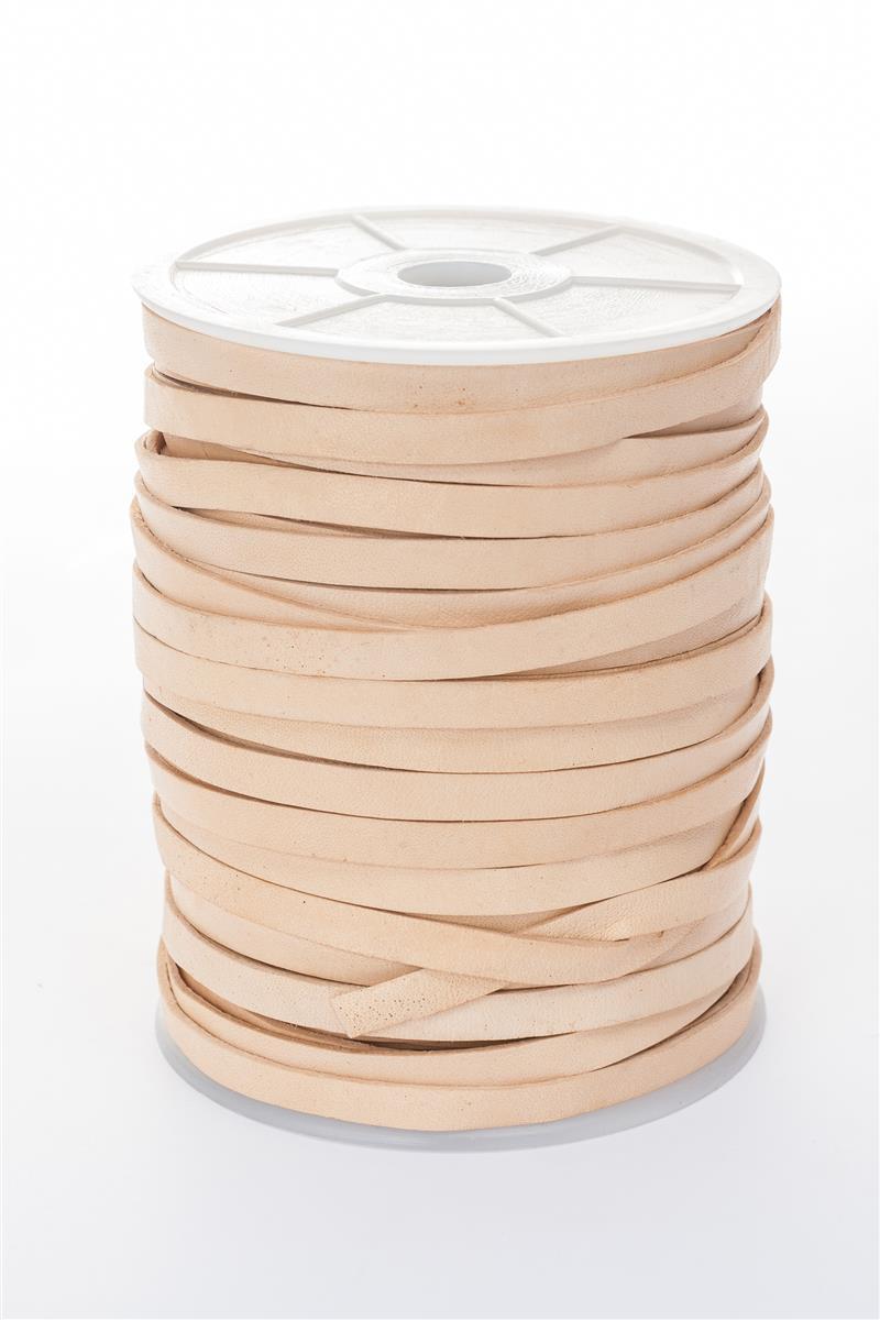 Lederband Flach 7 mm x 1,5 mm - Natur. Länge: 50 m auf Rolle