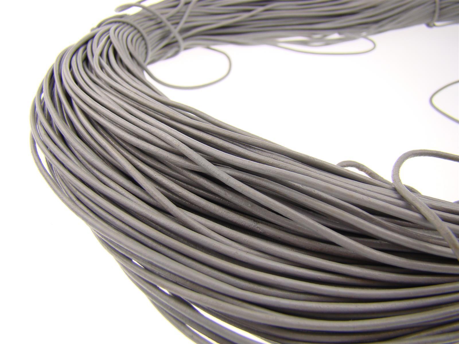Lederschnur Rund 1,5 mm - Grau. Länge: 25 m