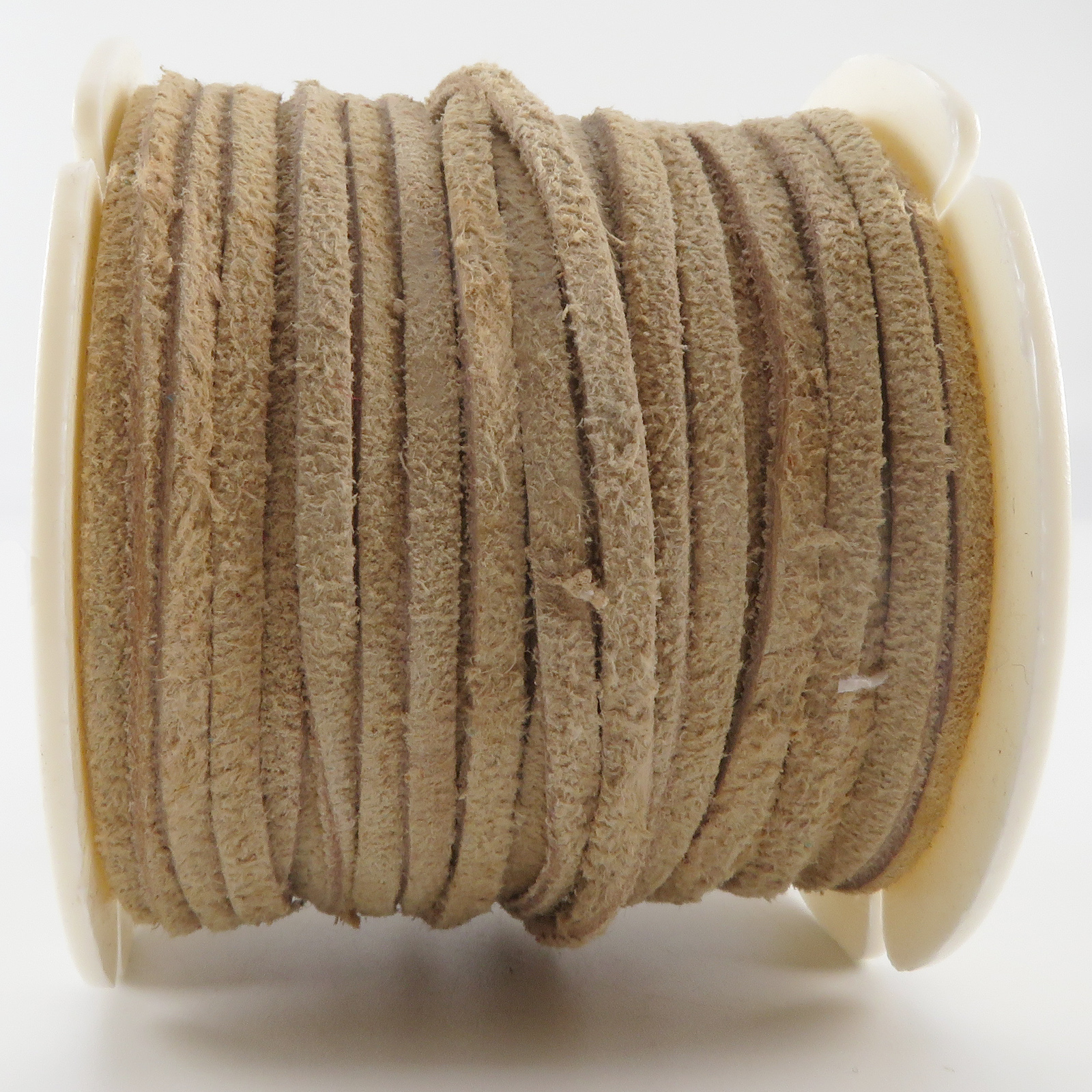 Lederband Wildleder Flach 3 x 1,5 mm - Natur. Länge: 25 m auf Rolle