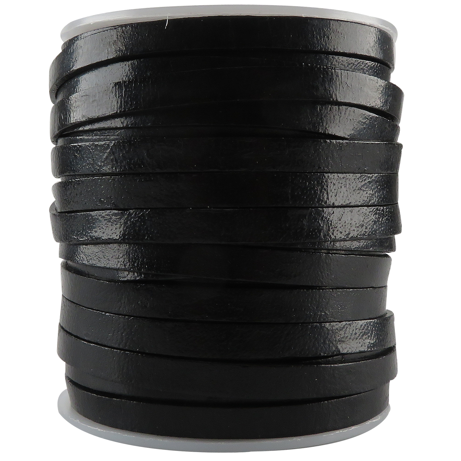 Lederband Flach 6 mm x 1,5 mm - Schwarz. Länge: 15 m