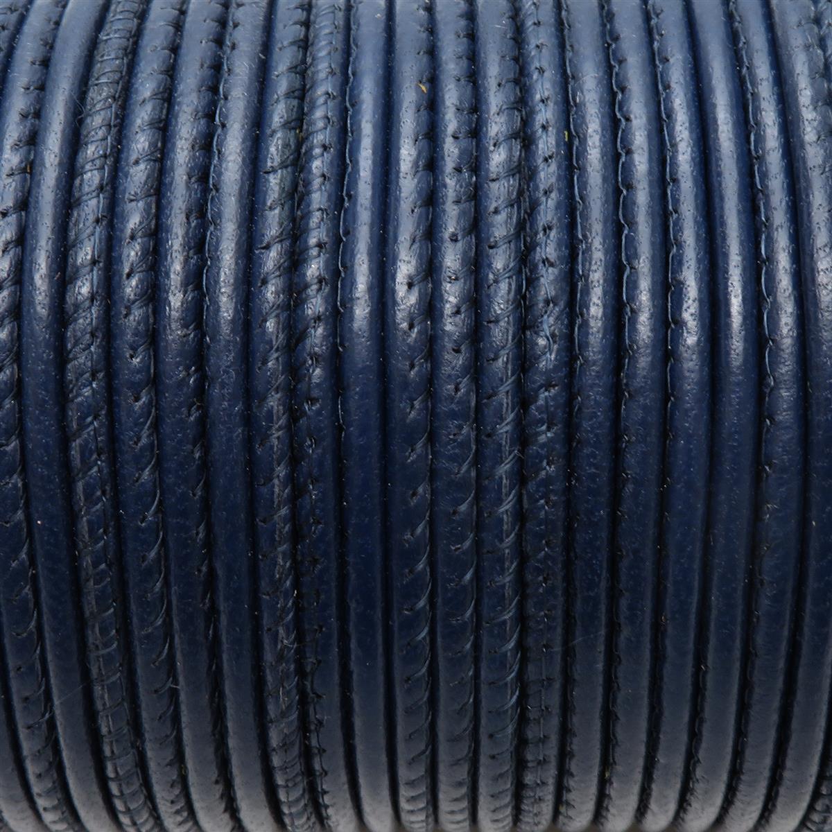 Lederschnur Rund gesäumt 2,5 mm - Navy. Länge: 5 m