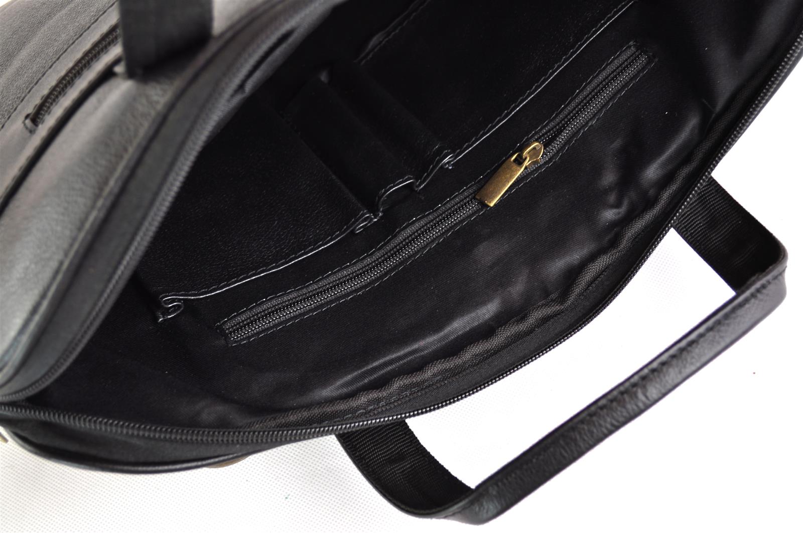 Klassische Ledertasche für Laptop und Unterlagen in Schwarz