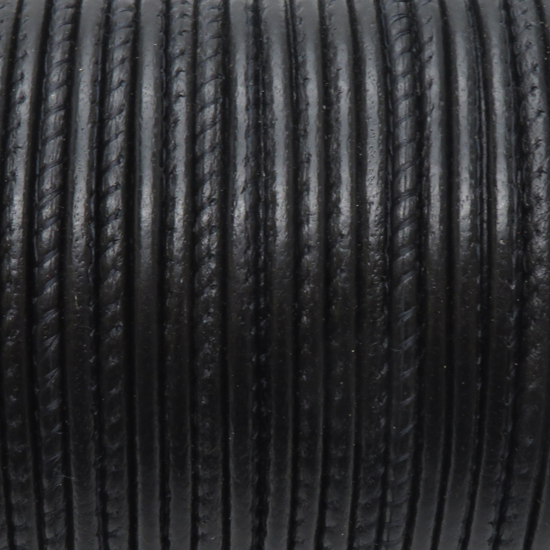 Lederschnur Rund gesäumt 2,5 mm - Schwarz. Länge: 10 m