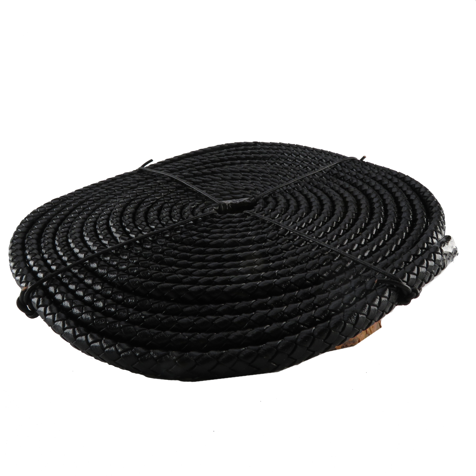 Lederband Geflochten oval | 10 mm x 6 mm | Schwarz