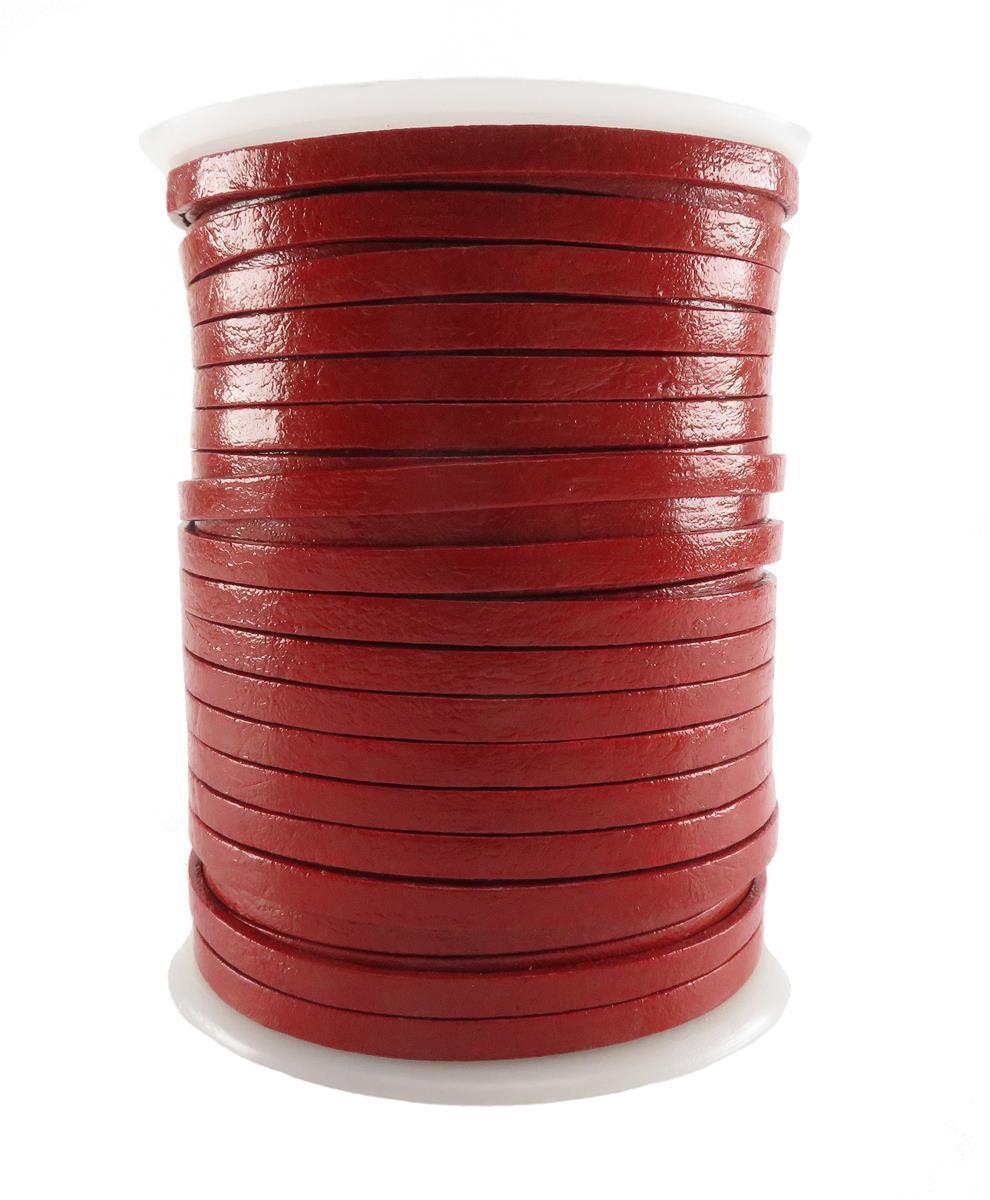 Lederband Flach 5 mm x 2 mm - Rot. Länge: 10 m