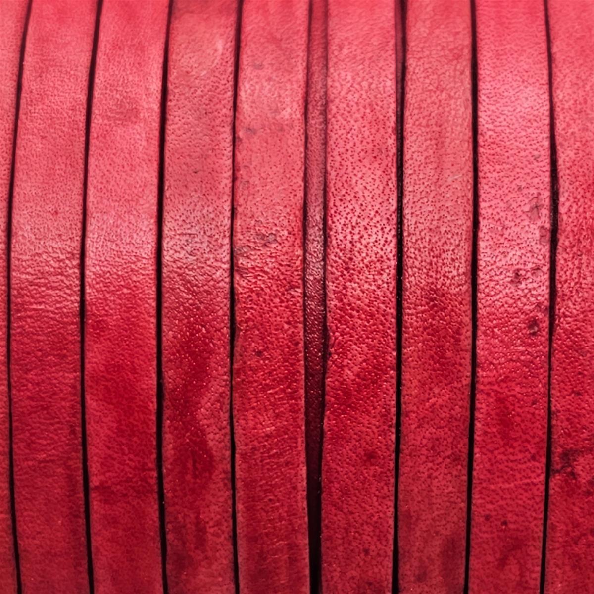 Antik Rotes flaches Lederband in 4 mm Breite und 1 mm Stärke