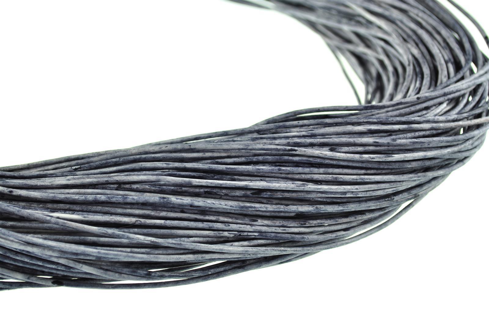 Lederschnur Rund 2 mm - Mesh Hell Grau. Länge: 30 m