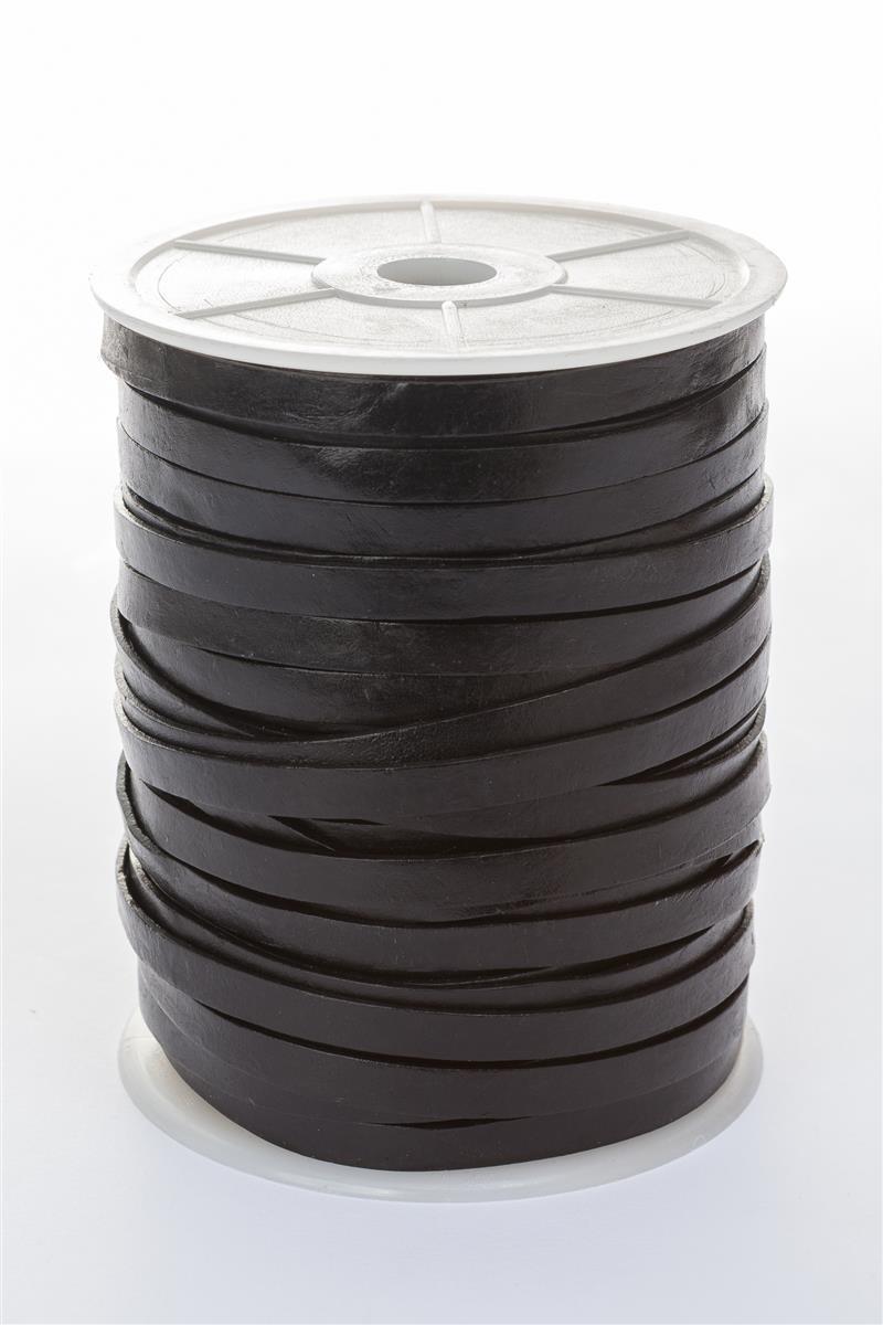 Lederband Flach 7 mm x 1,5 mm - Schwarz. Länge: 20 m
