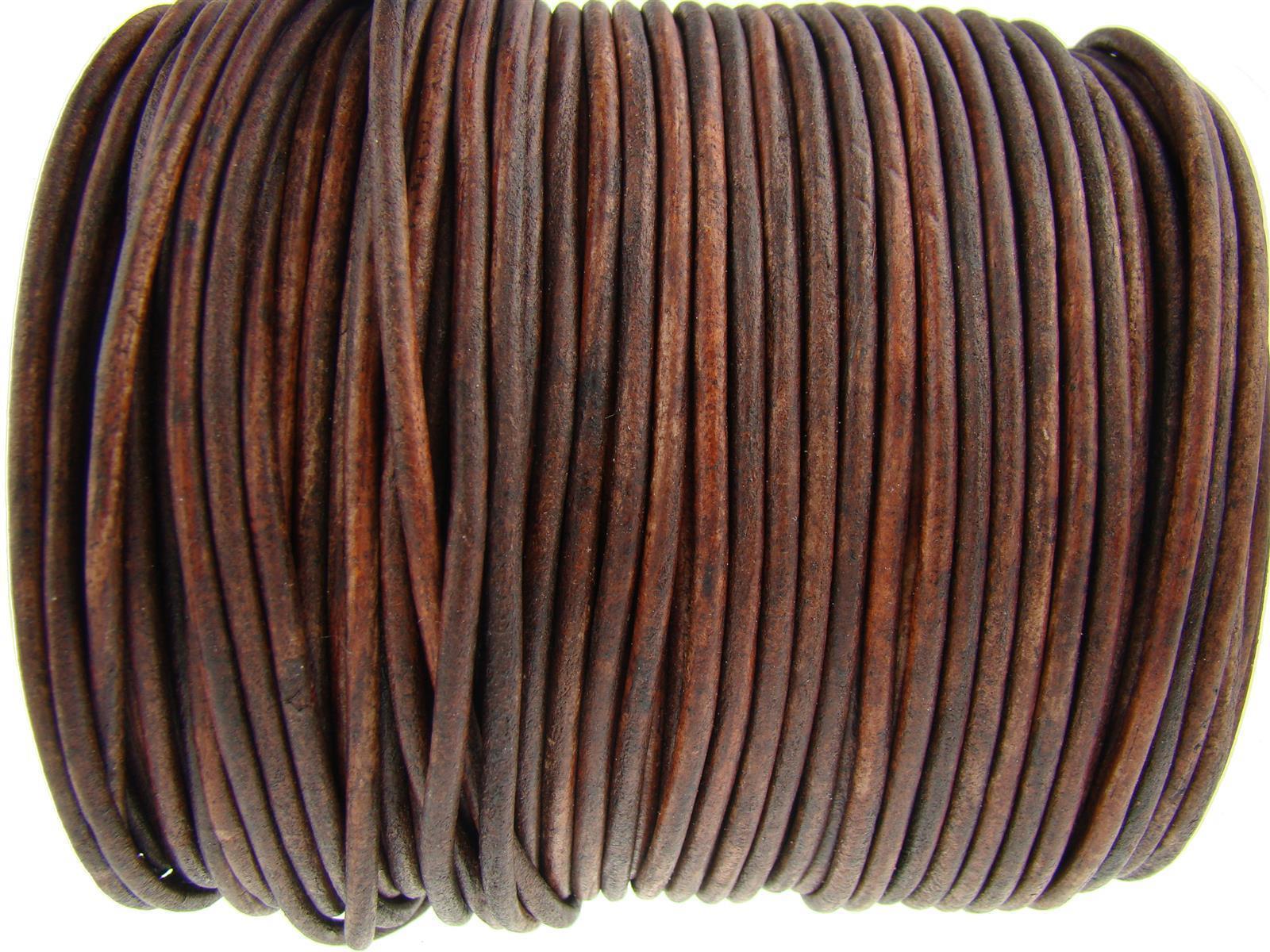 Lederschnur Rund 3 mm - Antik Braun. Länge: 100 m
