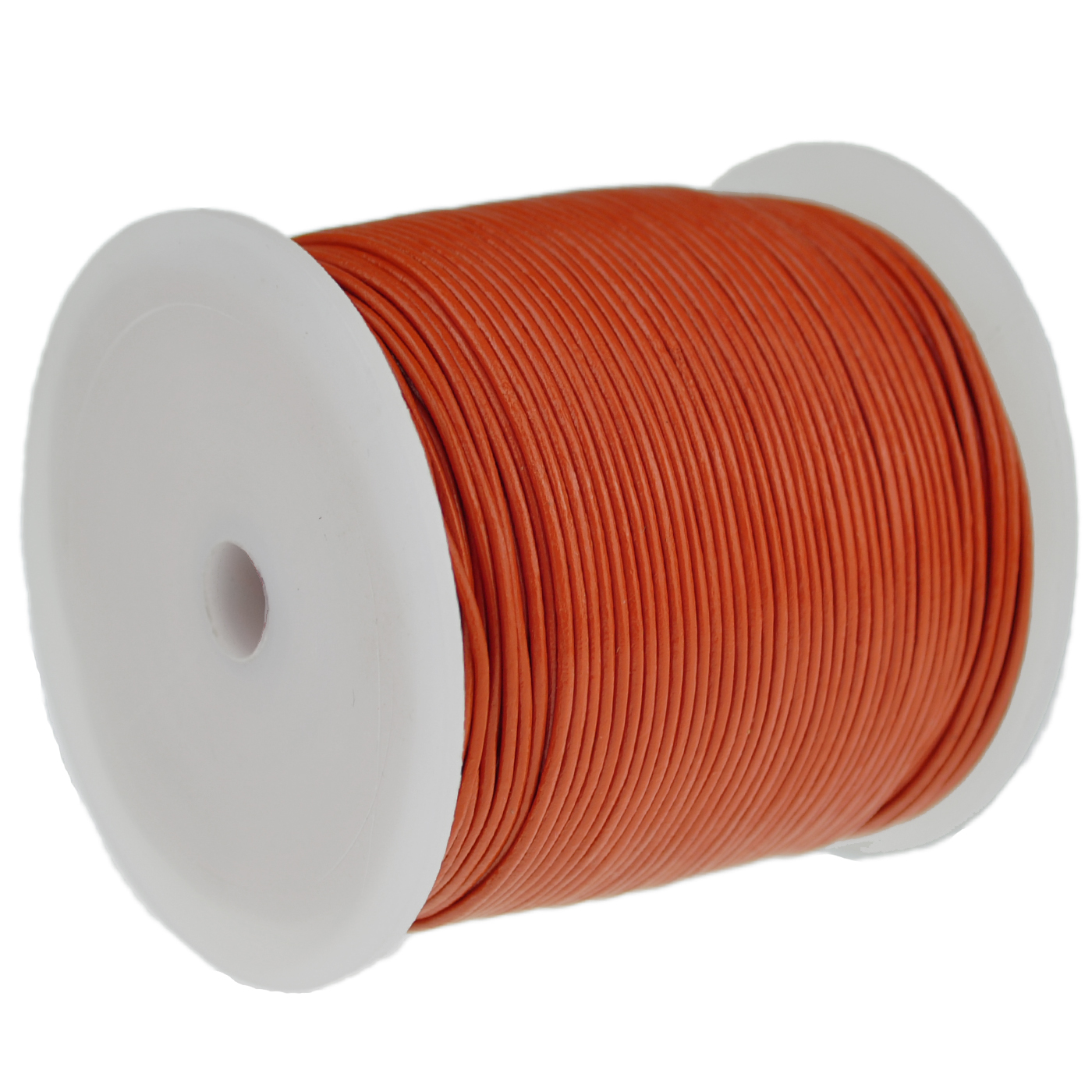 Lederschnur Rund 1 mm - Orange. Länge: 50 m auf Rolle