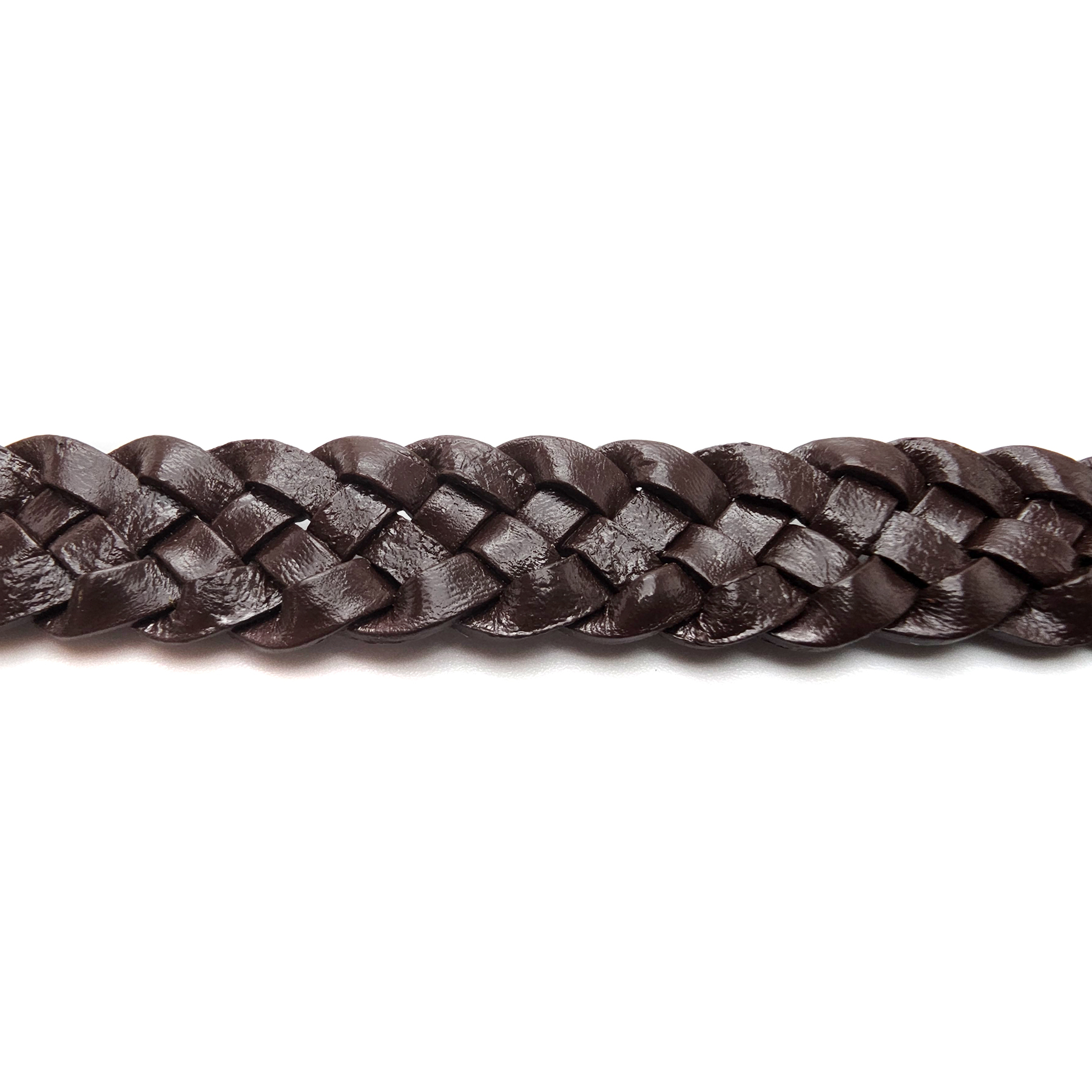 Lederschnur geflochten Flach 12 mm - Braun. Länge: 5 m