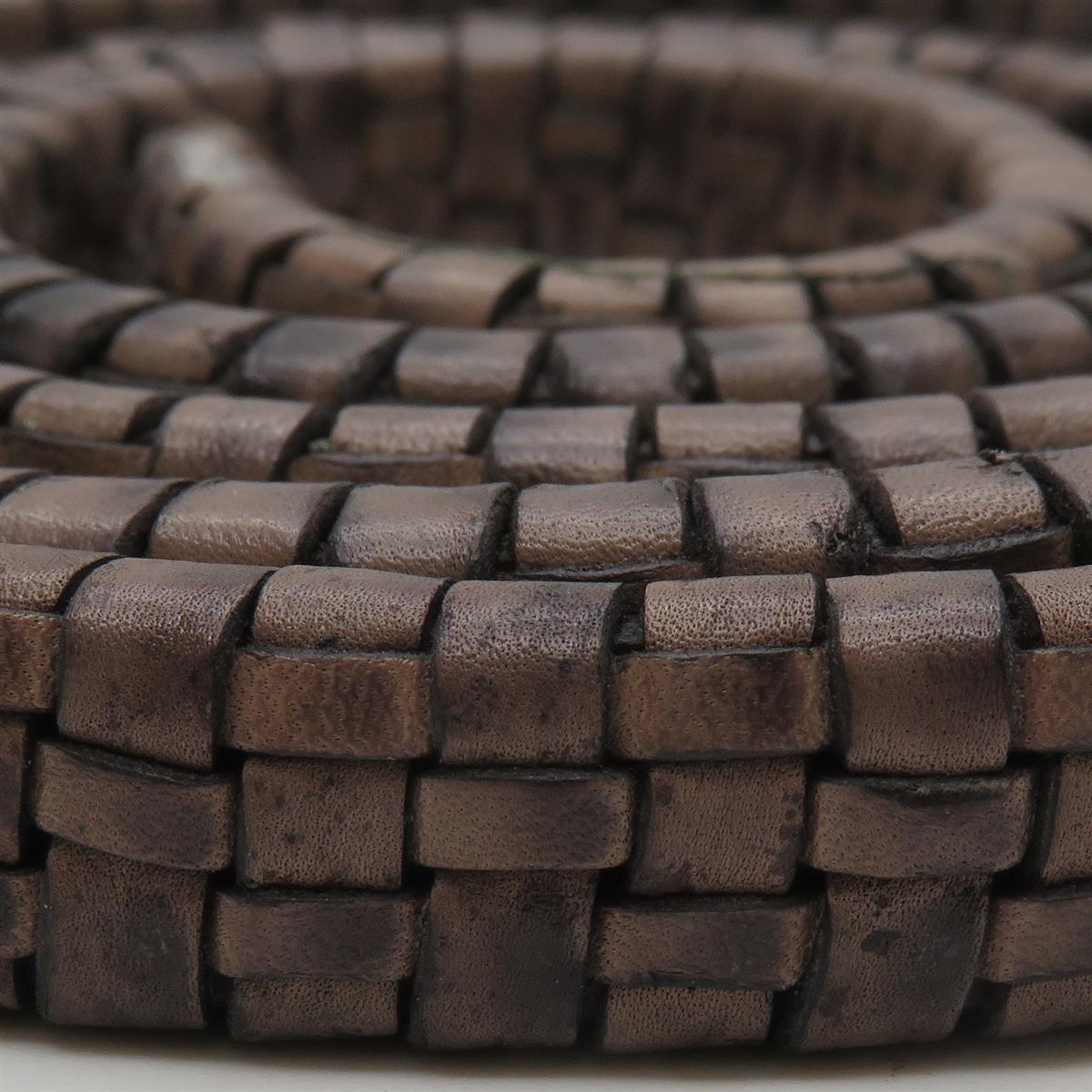 Lederband Geflochten oval | 1 Meter | 11 mm x 6 mm | Graphit