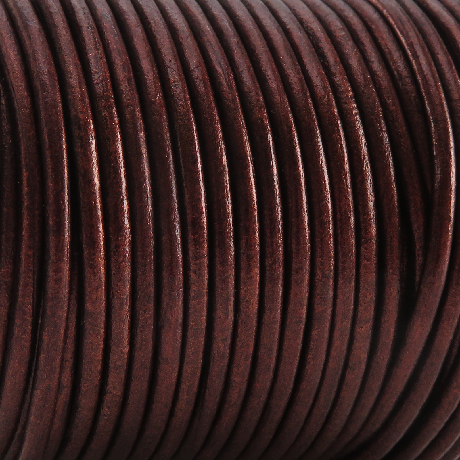 Lederschnur Rund 2 mm - 25m/Rolle - Bicolor Kastanie Metallic