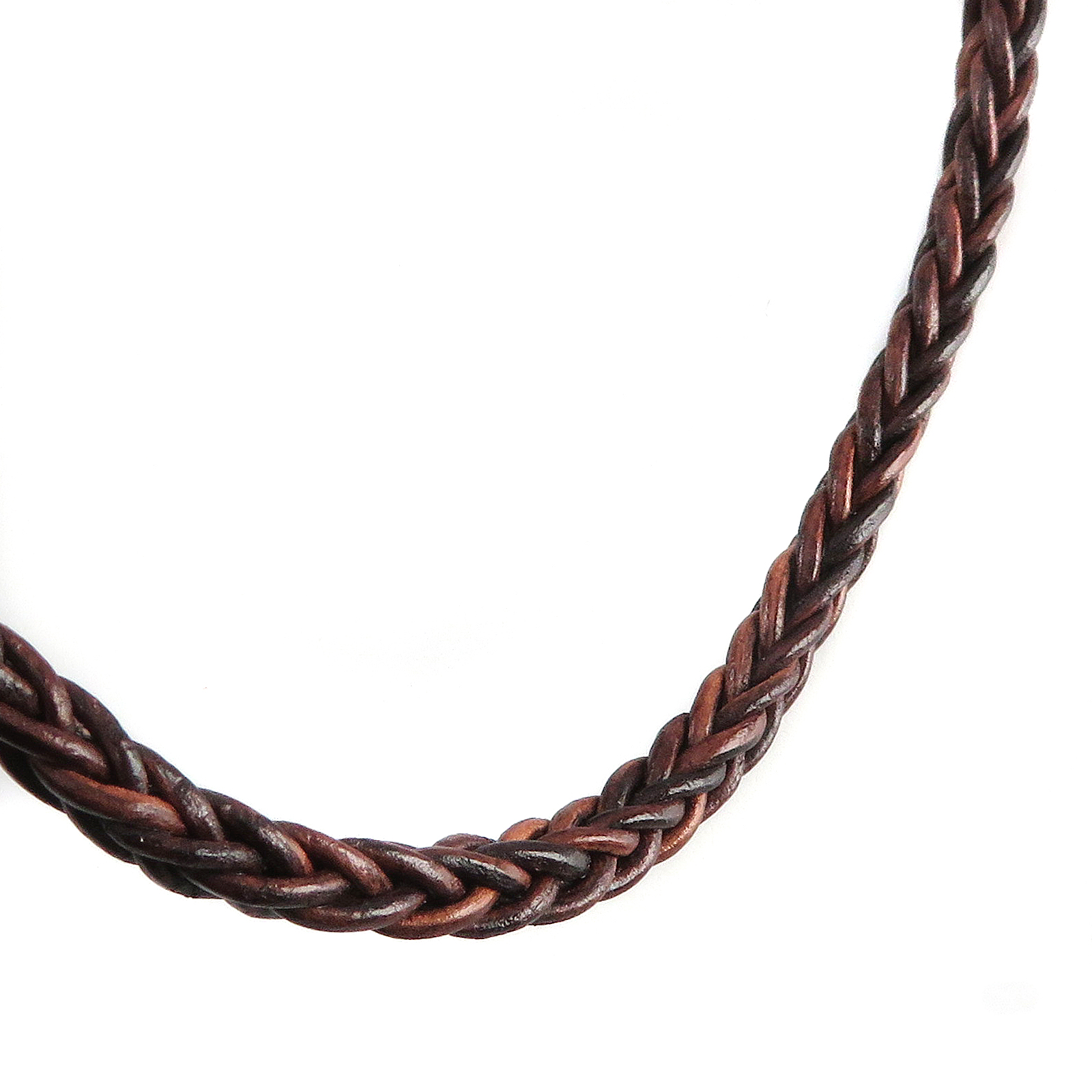 Lederschnur geflochten quadratisch 3 mm - Antik Braun. Länge: 15 m