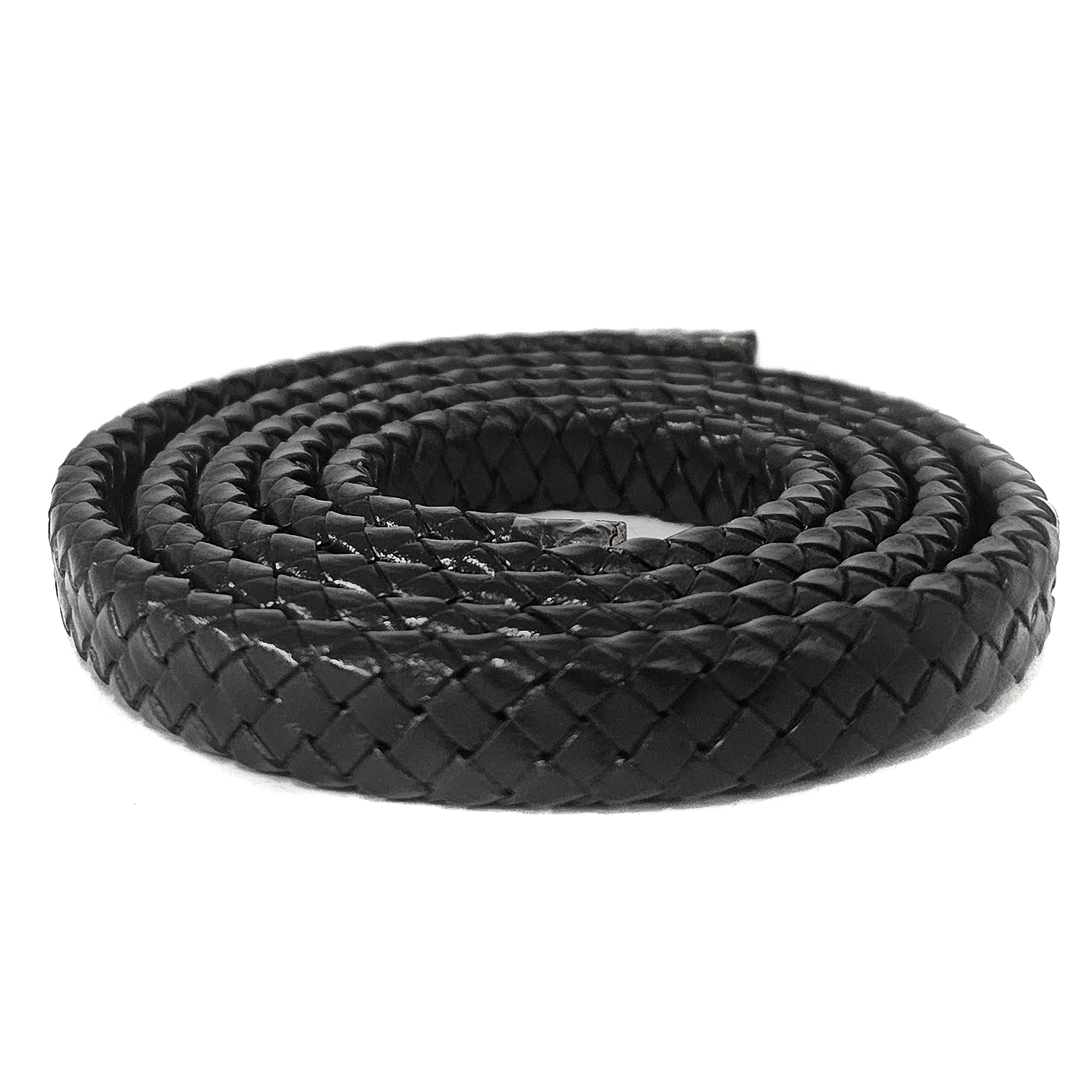 Lederband Geflochten oval | 1 Meter | 12 mm x 6 mm | Schwarz