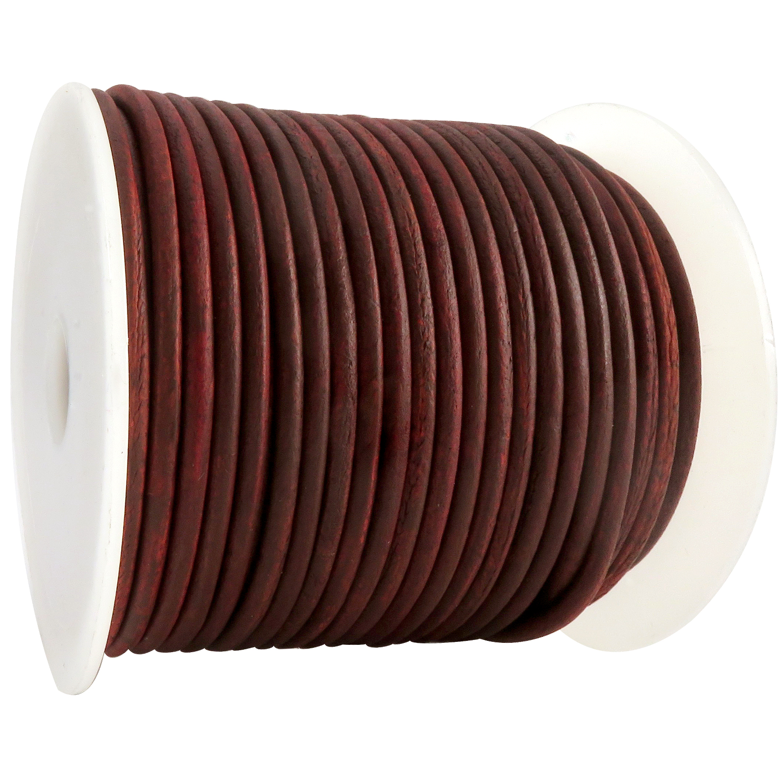 Lederschnur Rund 3 mm - Antik Rotbraun. Länge: 30 m