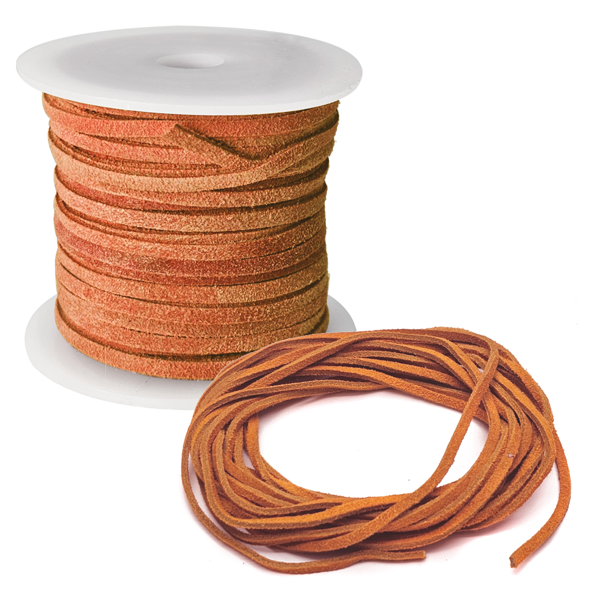 Lederband Flach Wild  3 mm x 1,5 mm - Orange. Länge: 10 m
