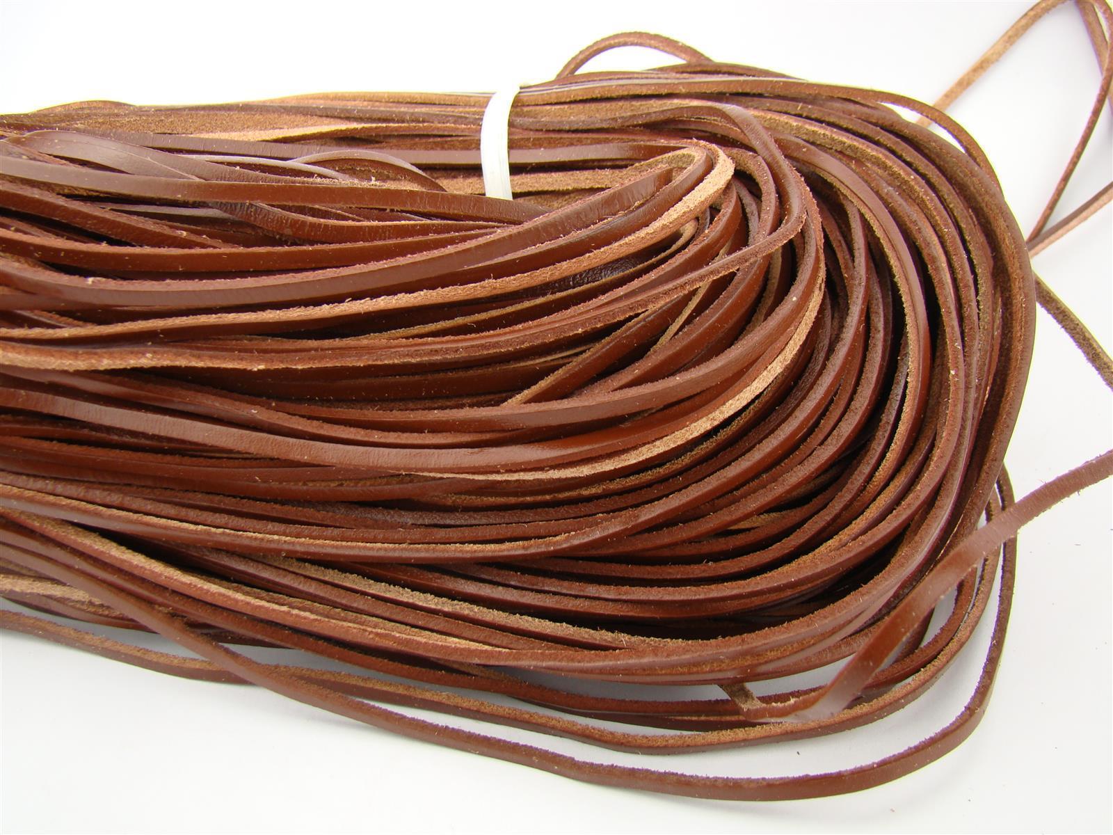Lederband Flach Eckig 3 mm x 2 mm - Braun. Länge: 30 m