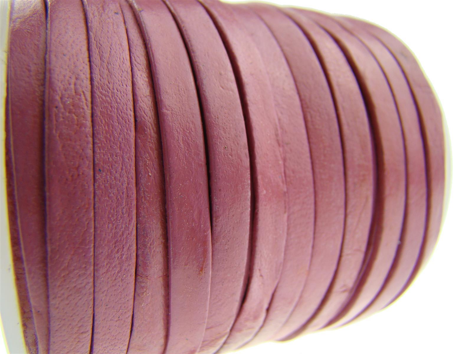 Lederband Flach 4 x 1 mm - Pink. Länge: 10 m