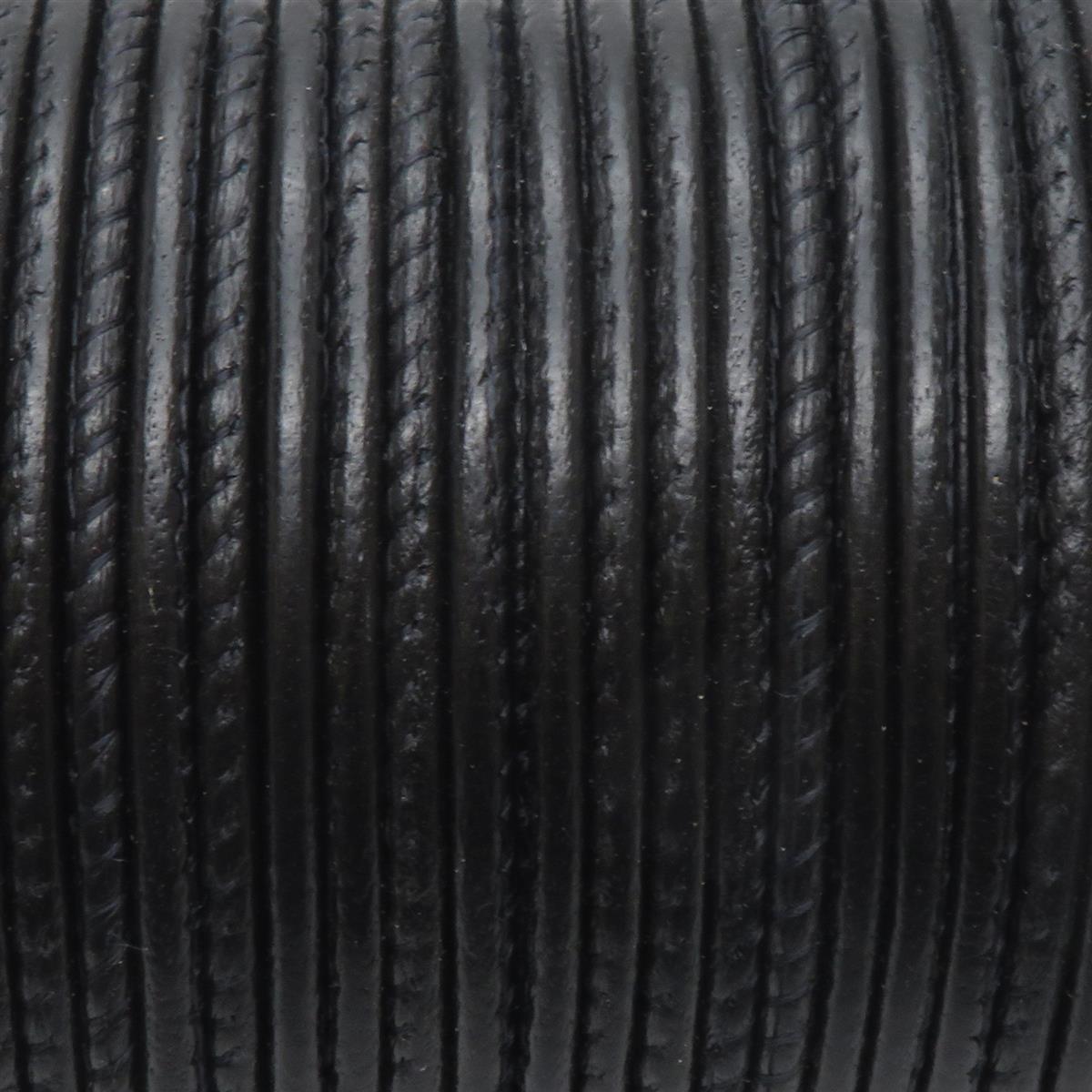 Lederschnur Rund gesäumt 2,5 mm - Schwarz. Länge: 5 m