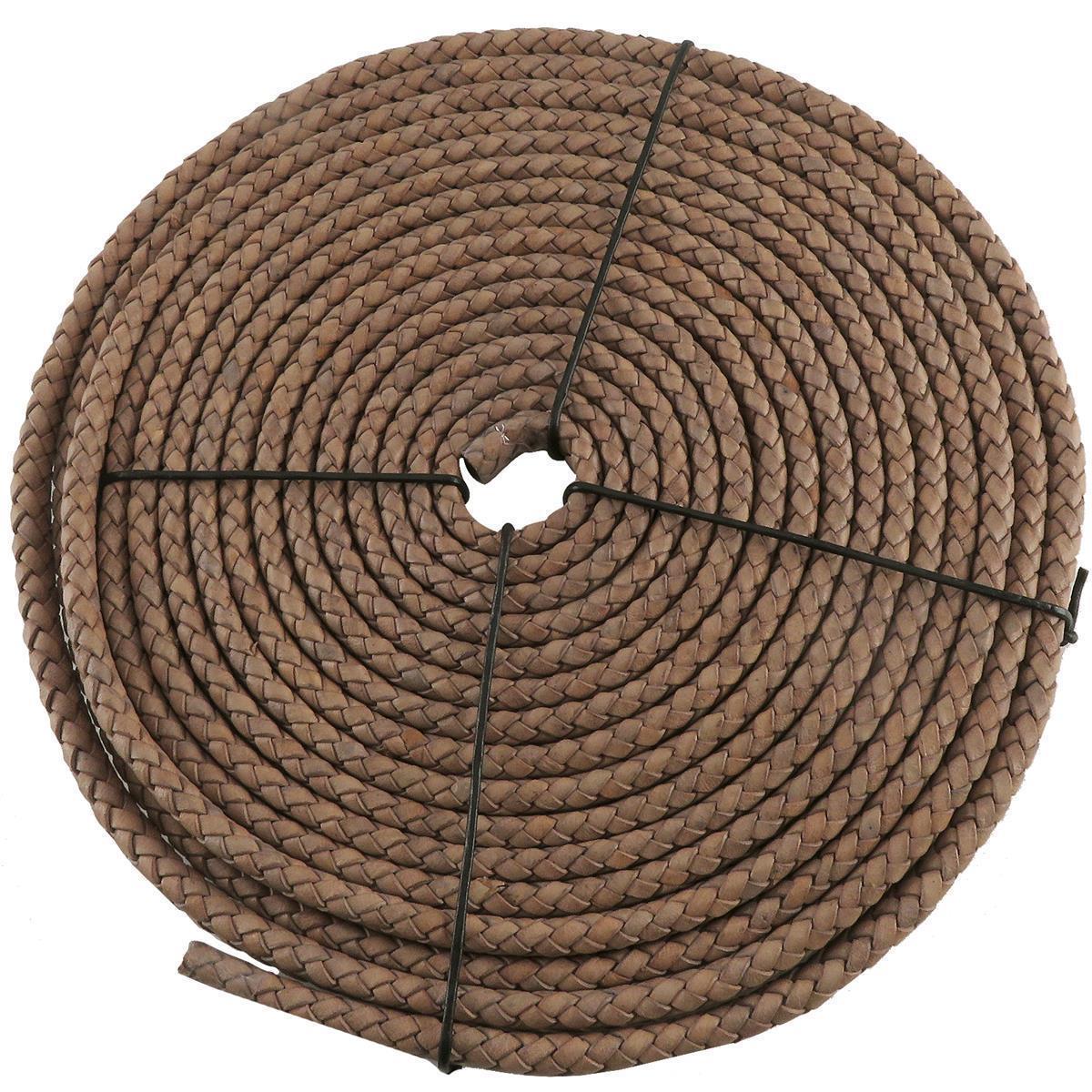 Lederschnur geflochten Oval 10 mm x 6 mm - Natur Beige. Länge: 3 m
