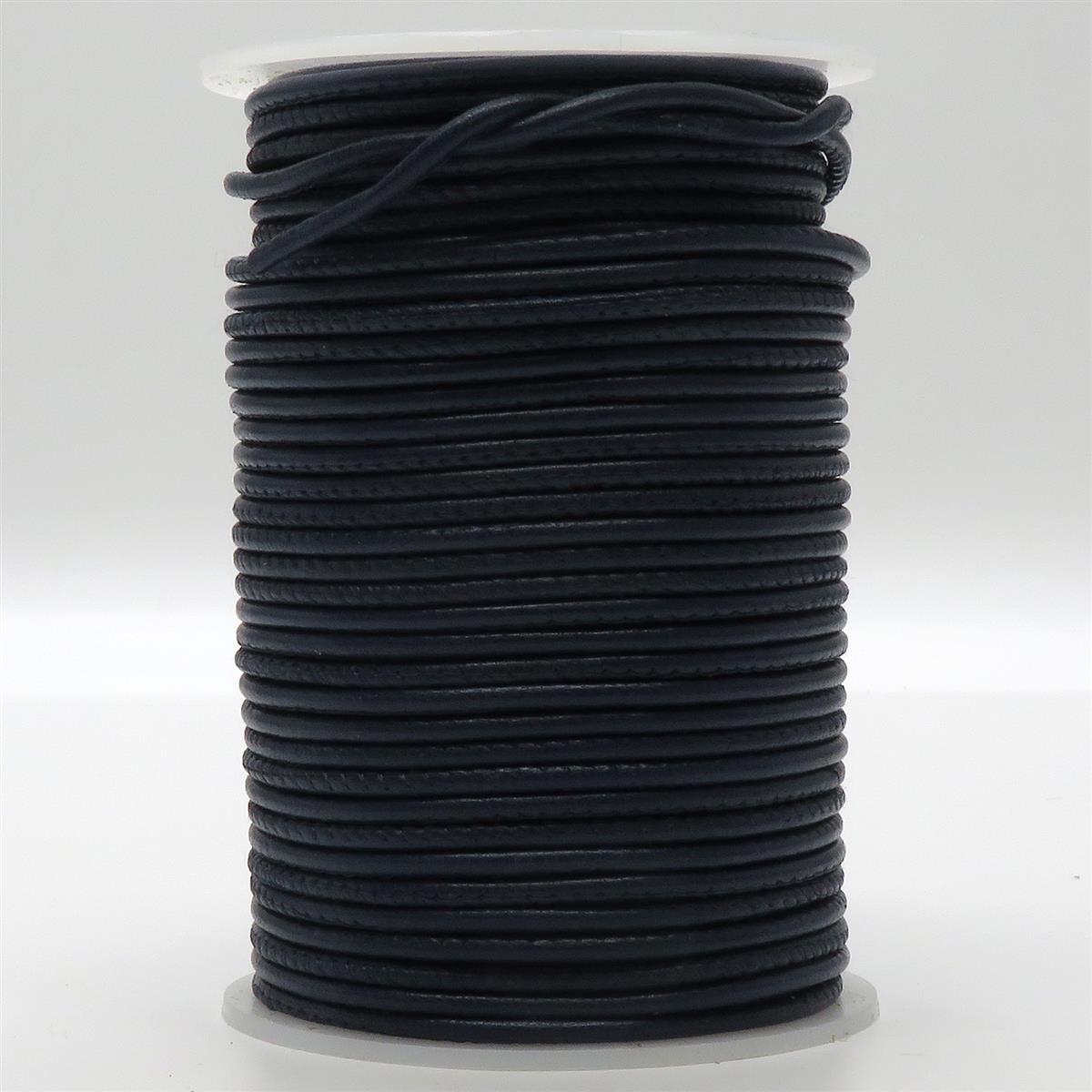 Lederschnur Rund gesäumt 2,5 mm - Navy. Länge: 5 m